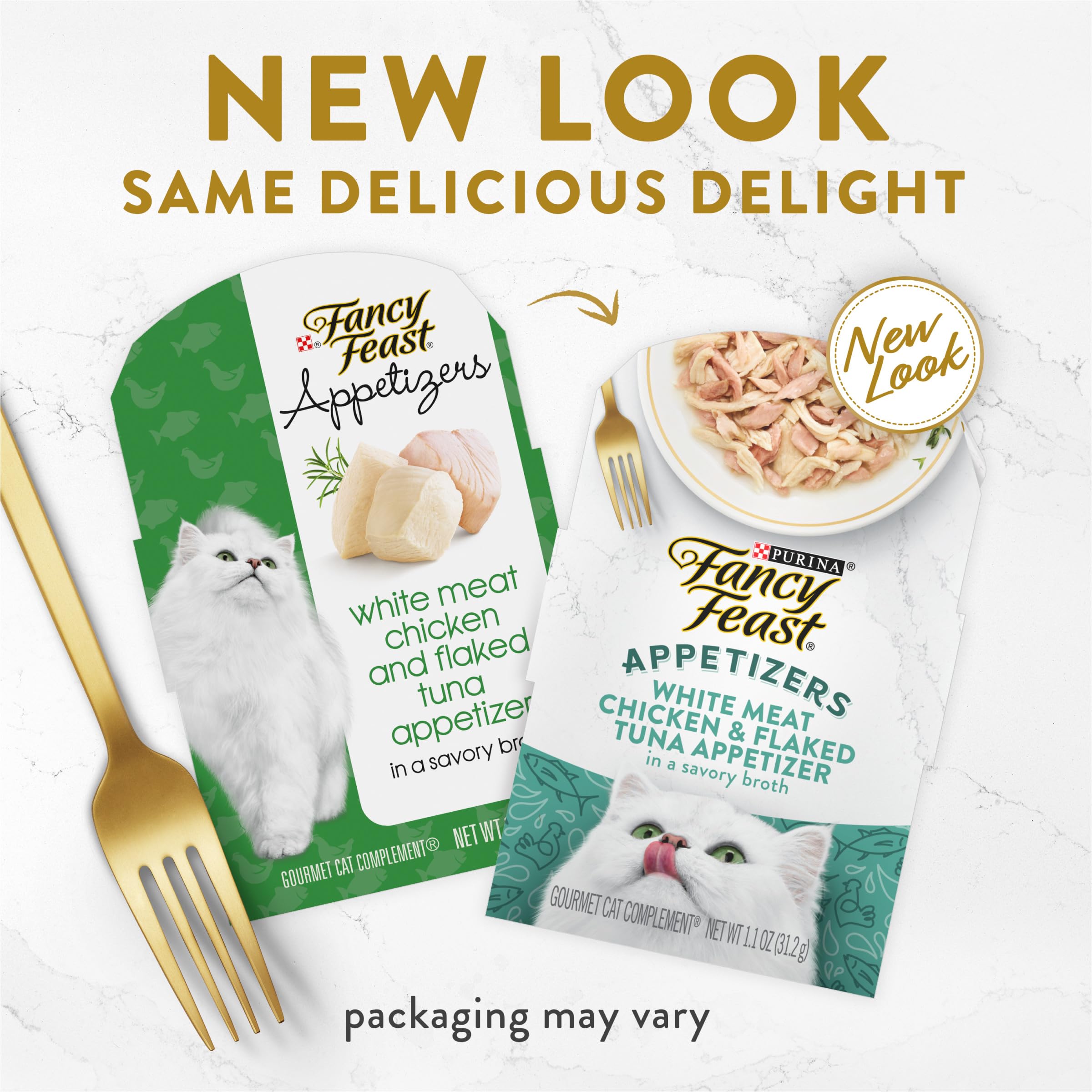 Purina Fancy Feast Appetizers Lickable Grain Free Wet Cat Food Topper White Meat Chicken and Flaked Tuna Appetizer - (Pack of 10