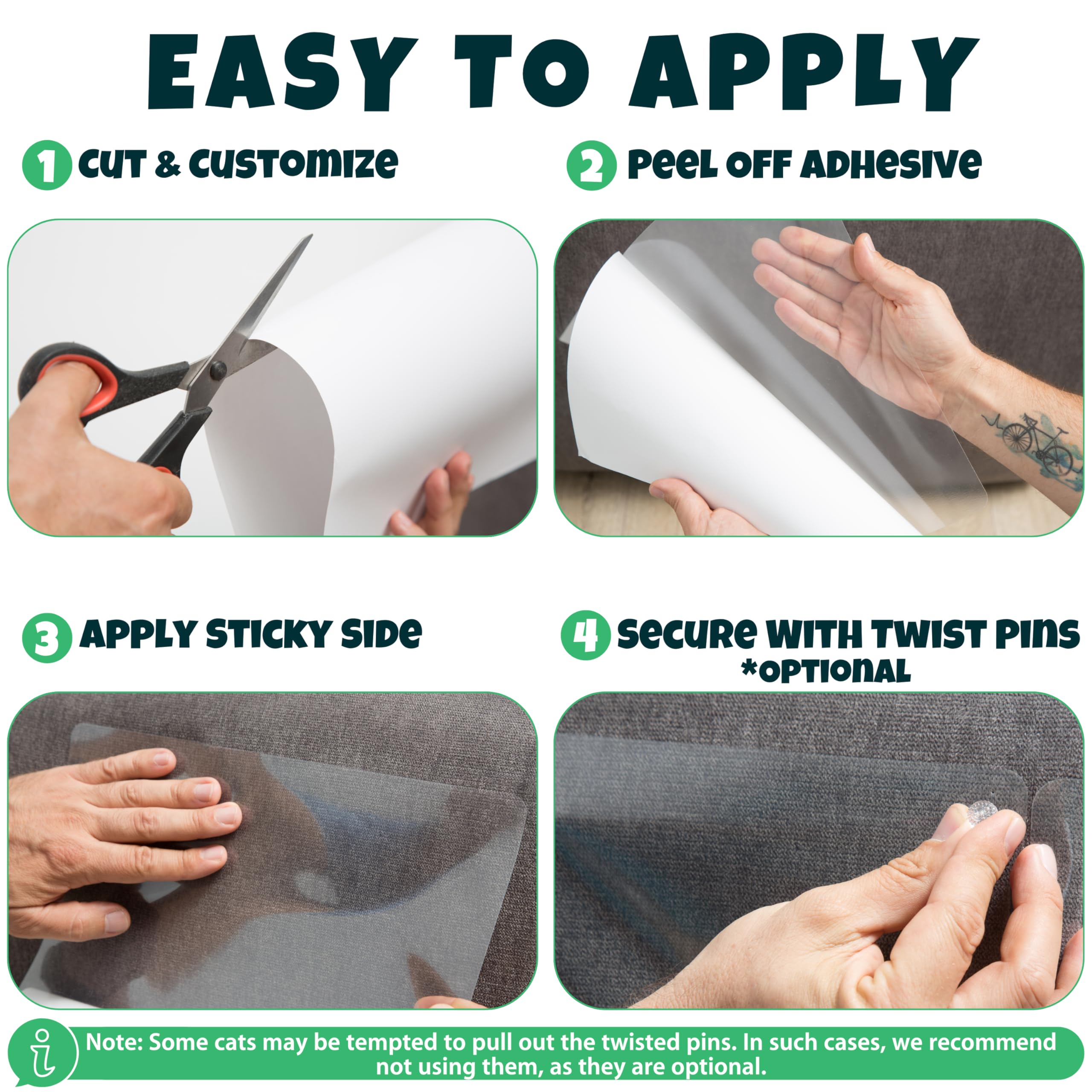 FixZilla Anti Cat Scratch Furniture Protector, 18-Pack Couch Protector from Cat Claws - Heavy-Duty, Easy-to-Apply Scratching Det