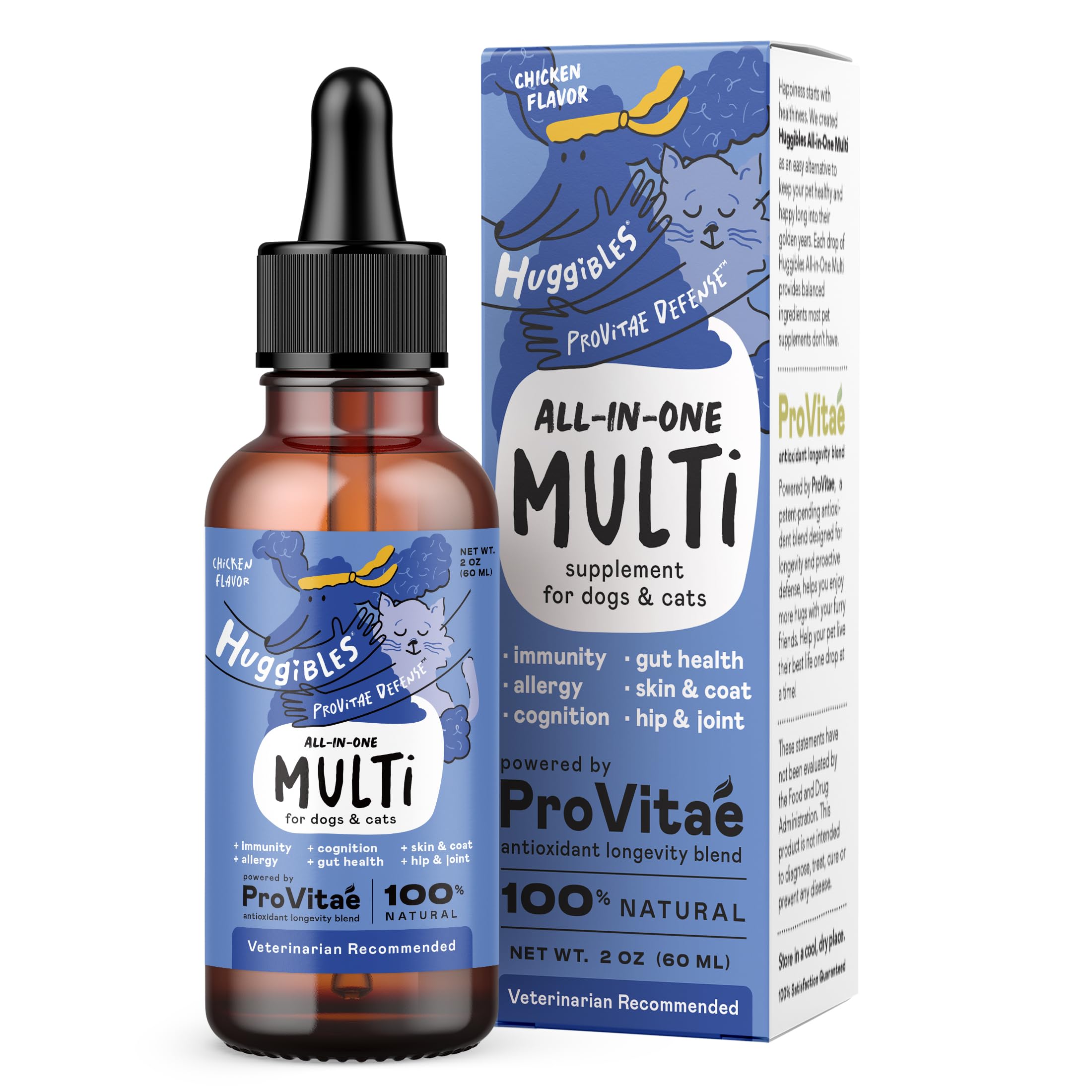 HUGGIBLES All-in-One Multi Liquid Multivitamin Antioxidant Supplement for Dogs and Cats - Daily Supplement with Digestive, Immun