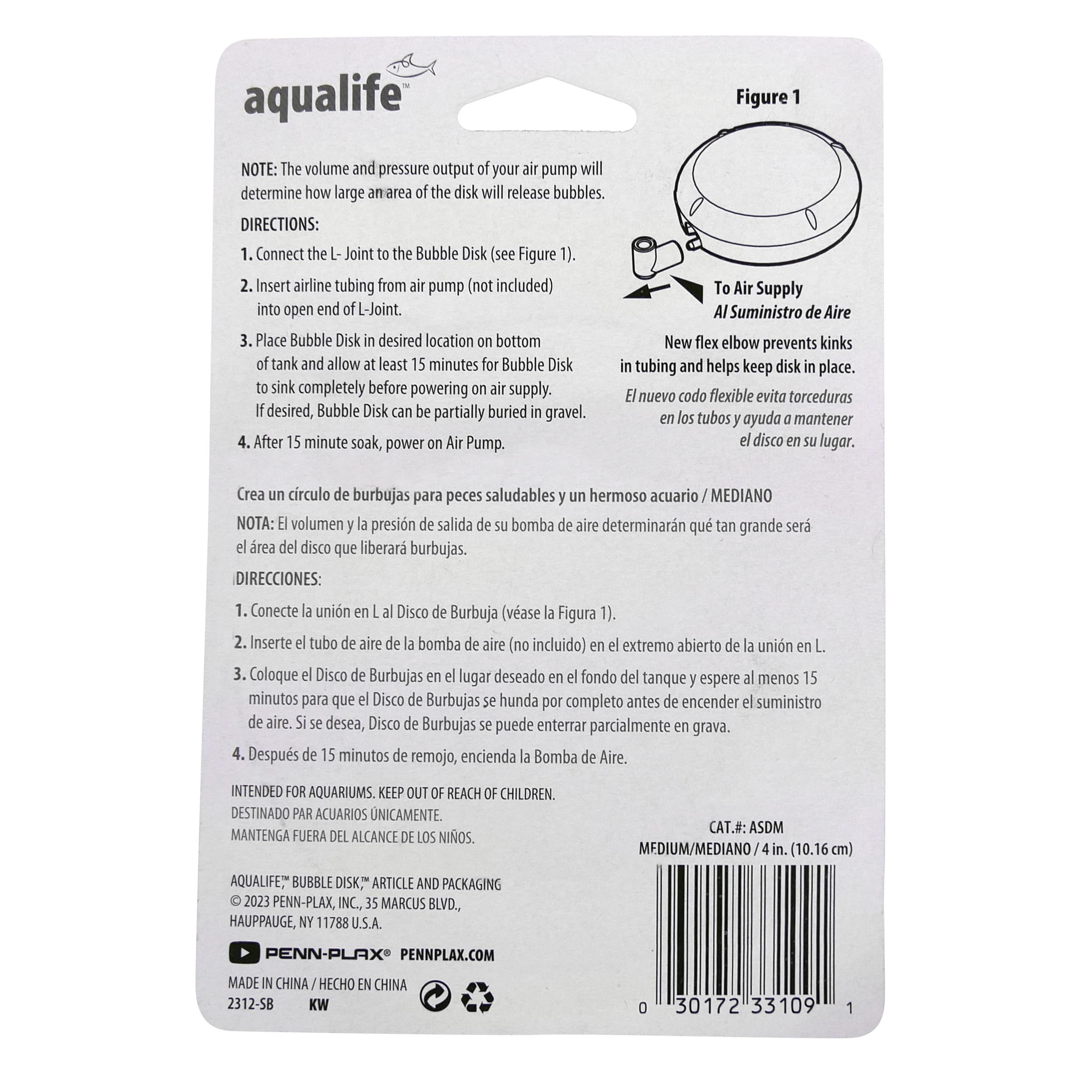 Penn-Plax Aquarium Bubble Disk Aerator - Air Pump Accessories – For Fish Tanks (Medium)