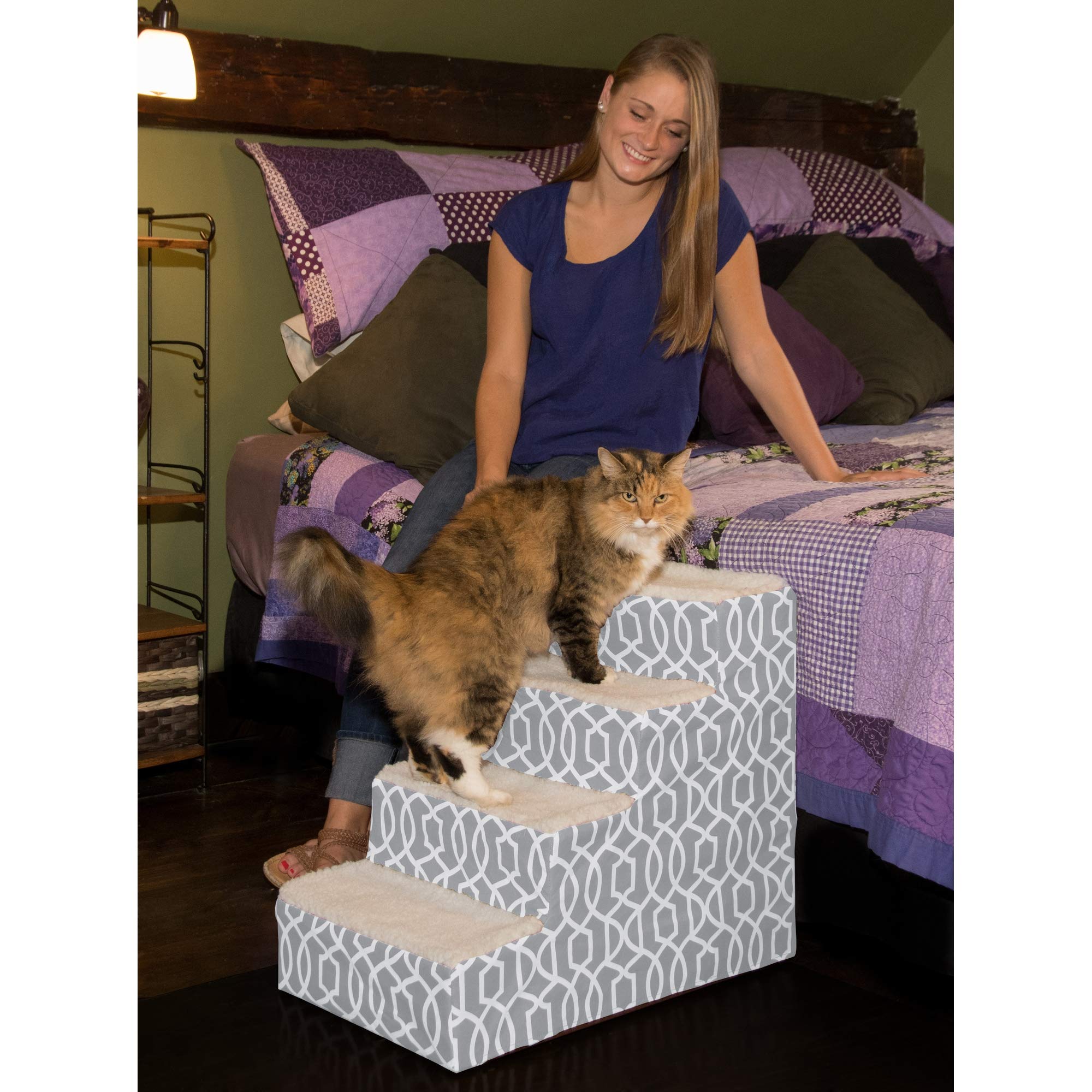 Pet Gear Easy Step IV Pet Stairs, 4-Step for Cats/Dogs, Portable/Lightweight, Sturdy, spa Blue, for Pets up to 50 pounds (PG9640