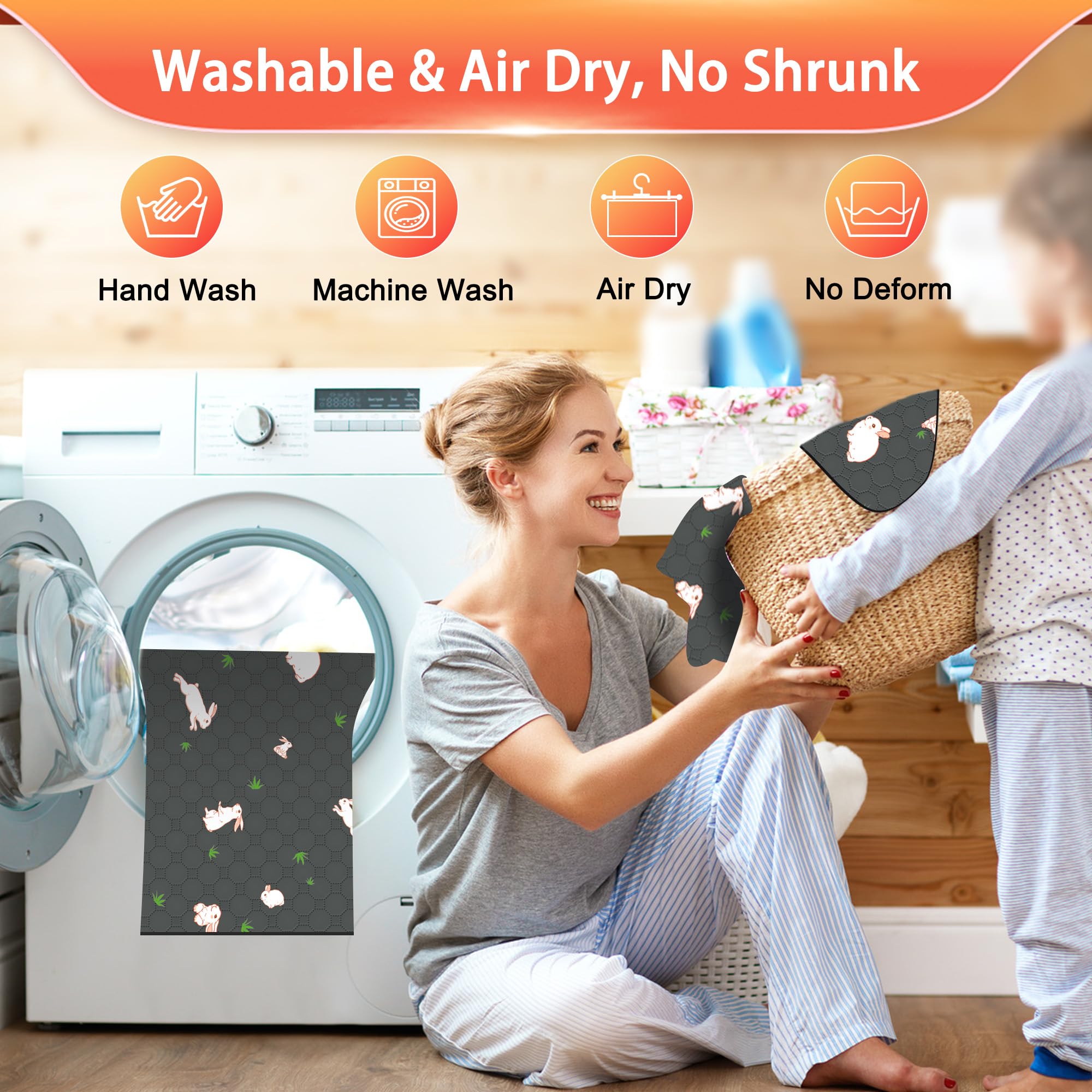 Modeslab 2-Pack Guinea Pig Cage Liner, 24'' X 47'' Reusable Guinea Pig Bedding Washable Absorbent Pee Pads For Dogs Rabbit Chinc