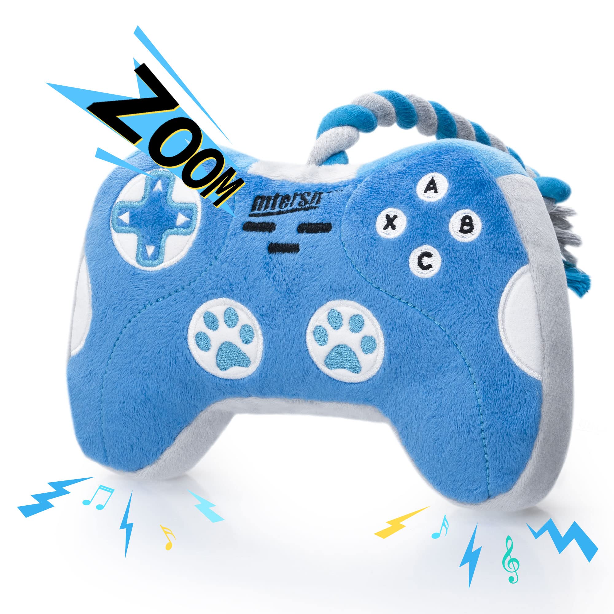 Mtersn Cute Squeaky Dog Toys : Blue Game Controller Plush Dog Toy And Funny Puppy Chew Toys With Full Crinkle Paper - Cool Dog Birthday Toys For Small, Medium And Large Dogs