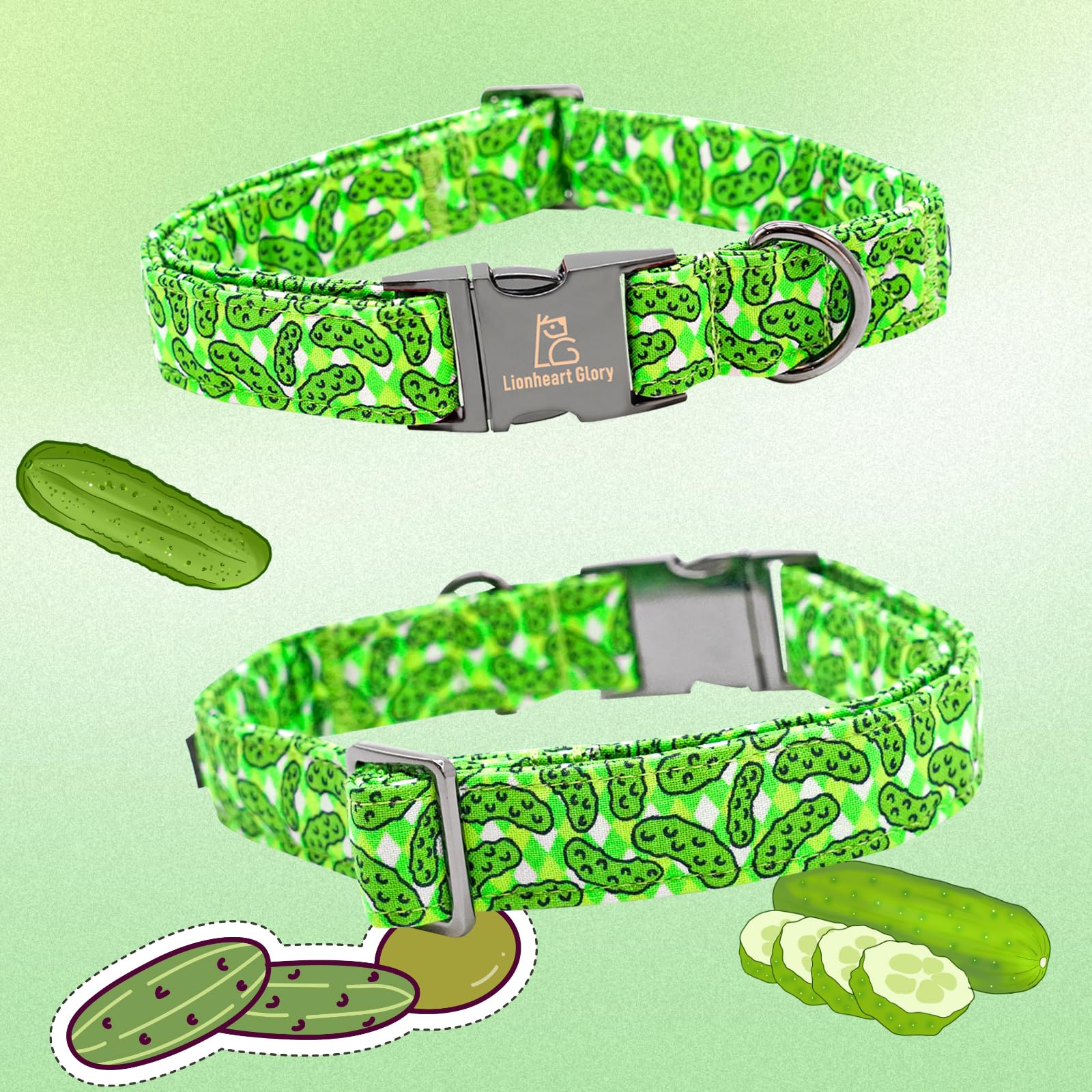 Lionheart Green Dog Collar - Soft, Durable, Adjustable For Puppy & Female Dogs - Spring Collar Gift