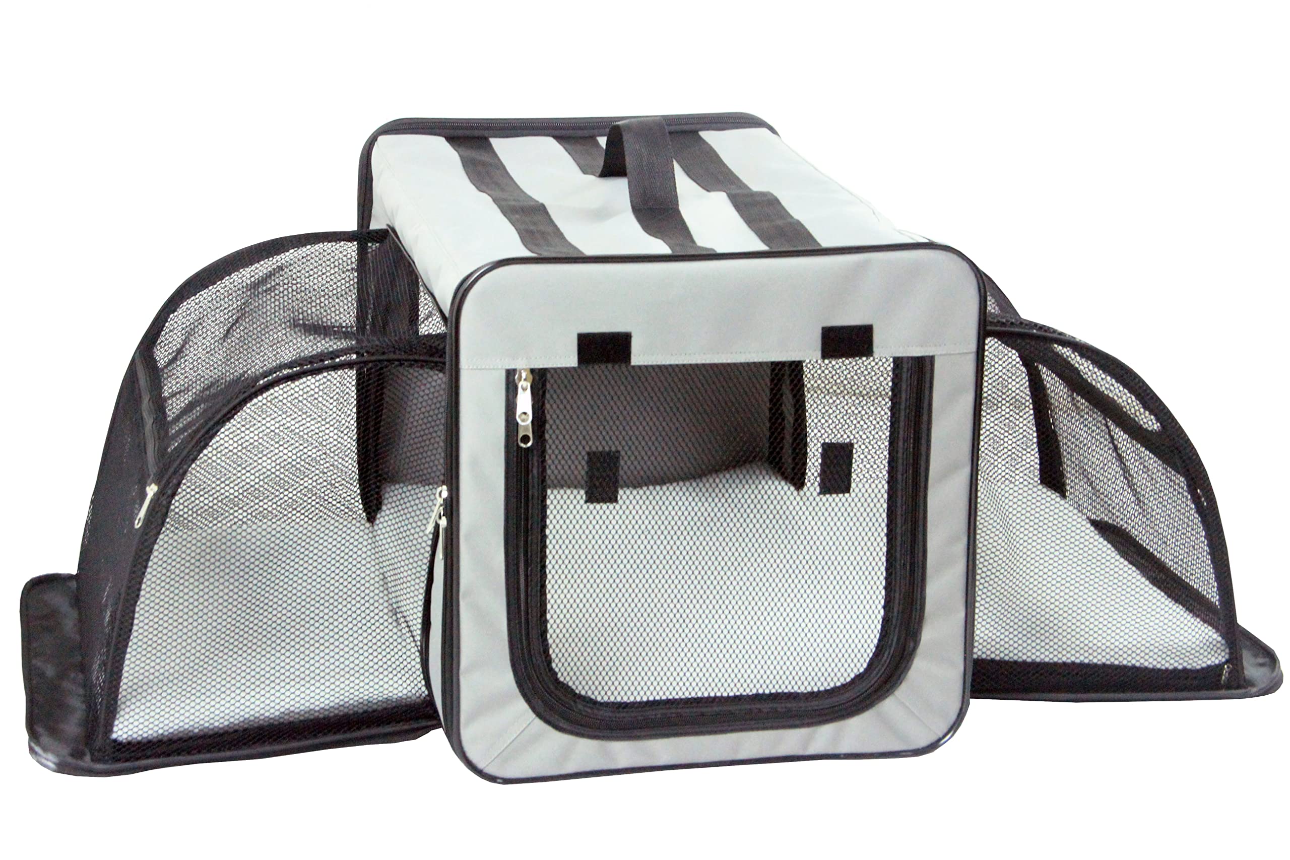 Pet Life Capacious Dual-Expandable Wire Folding Lightweight Collapsible Travel Pet Dog Crate(D0102H703JV.)