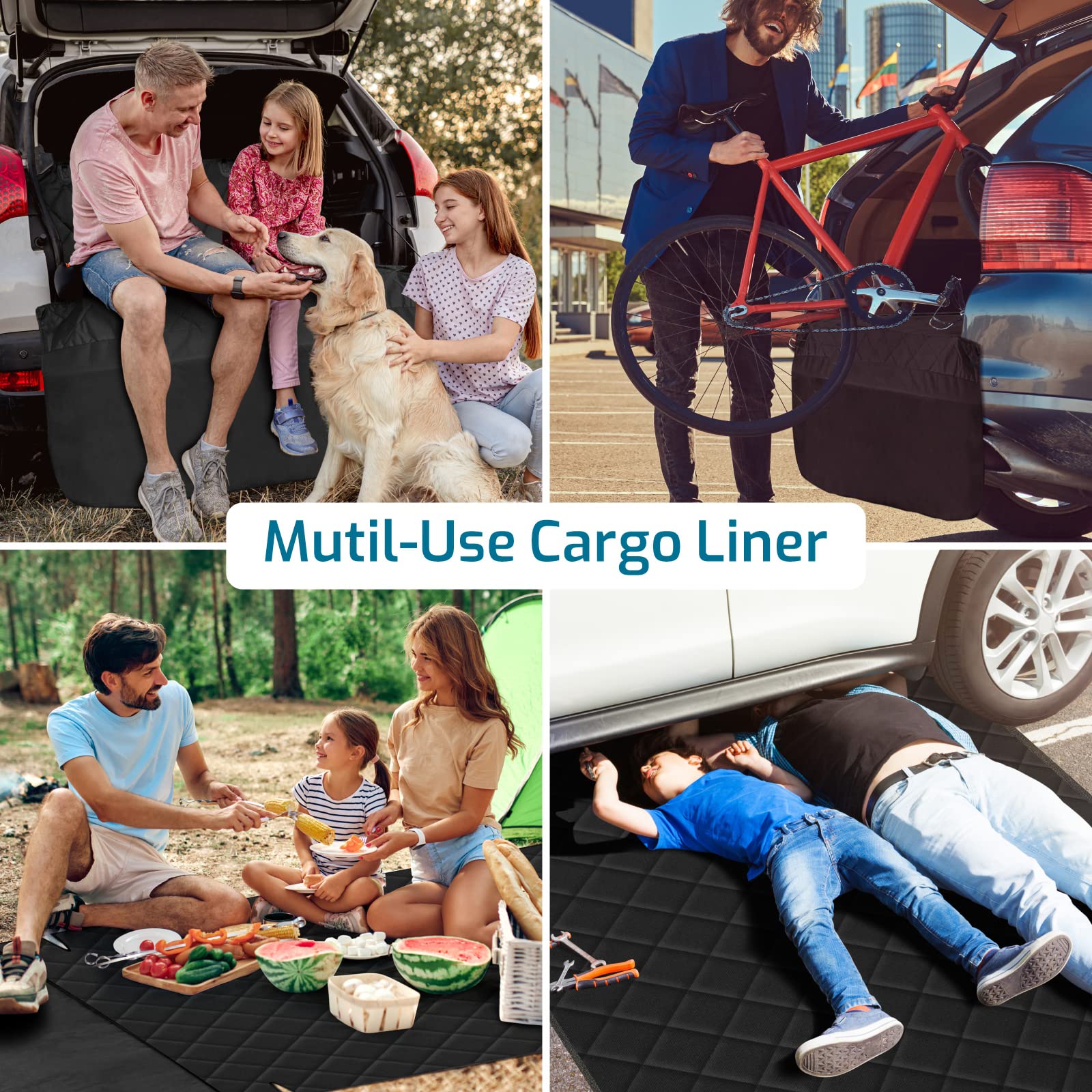 Veckle Cargo Liner, Upgraded Extra Large SUV Cargo Liner for Dogs Waterproof Scratchproof Cargo Cover with Bumper Flap Protector