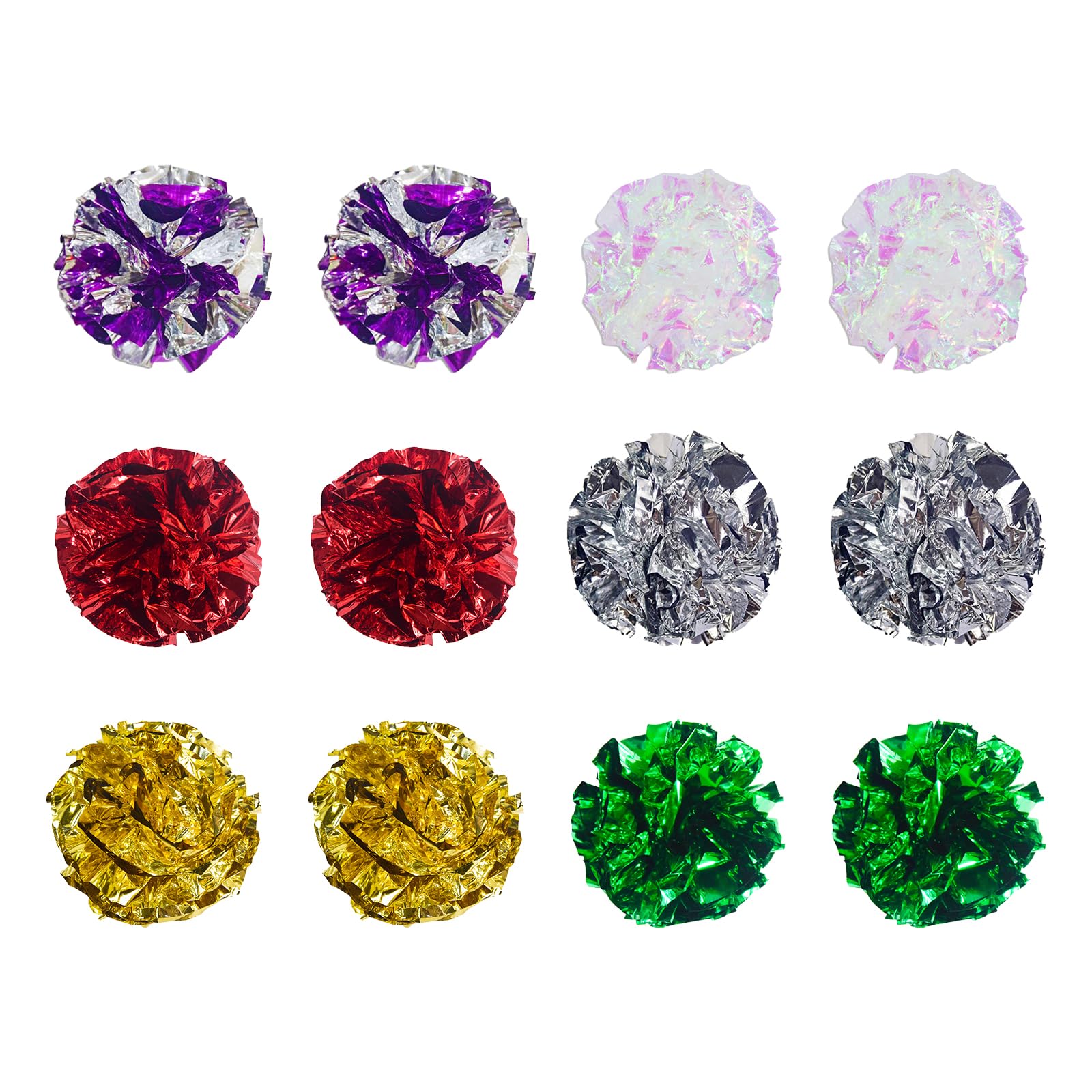 Andiker Cat Crinkle Balls, 2.36 Inches 6 Colors 12pcs Cat Balls Chew and Chase Kitten Mylar Crinkle Ball Lightweight Cats Toys f