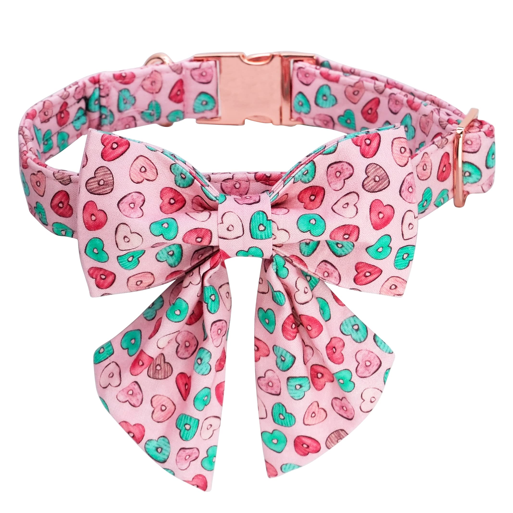 Maca Bates Valentines Sweet Heart Dog Collar with Bow Bowtie for Dogs Sailor Bow Tie Adjustable Breakaway Pink Collars Accessori