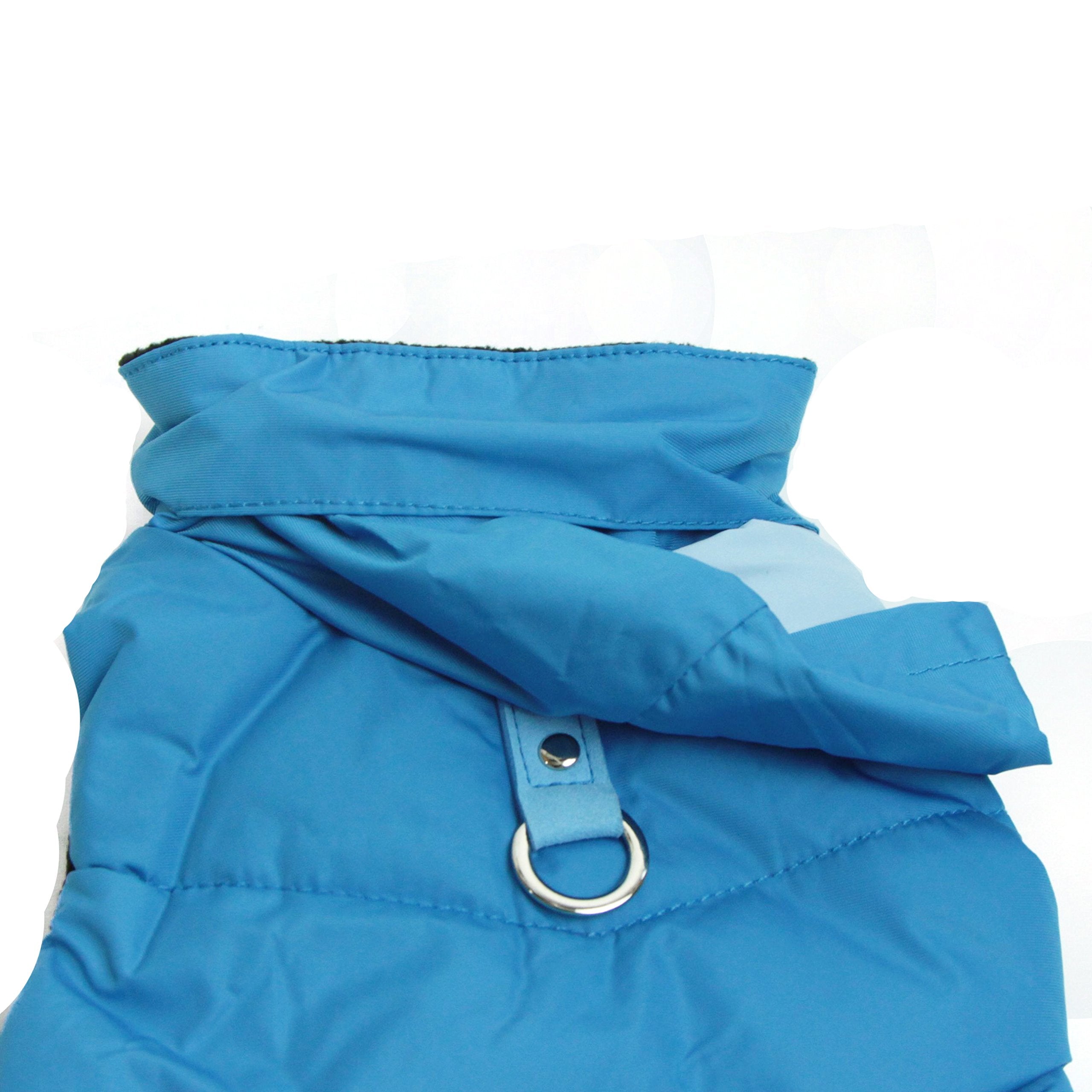 Gooby - Wind Parka, Fleece Lined Small Dog Jacket Coat Sweater with Water Resistant Shell and Leash Ring, Blue, Small