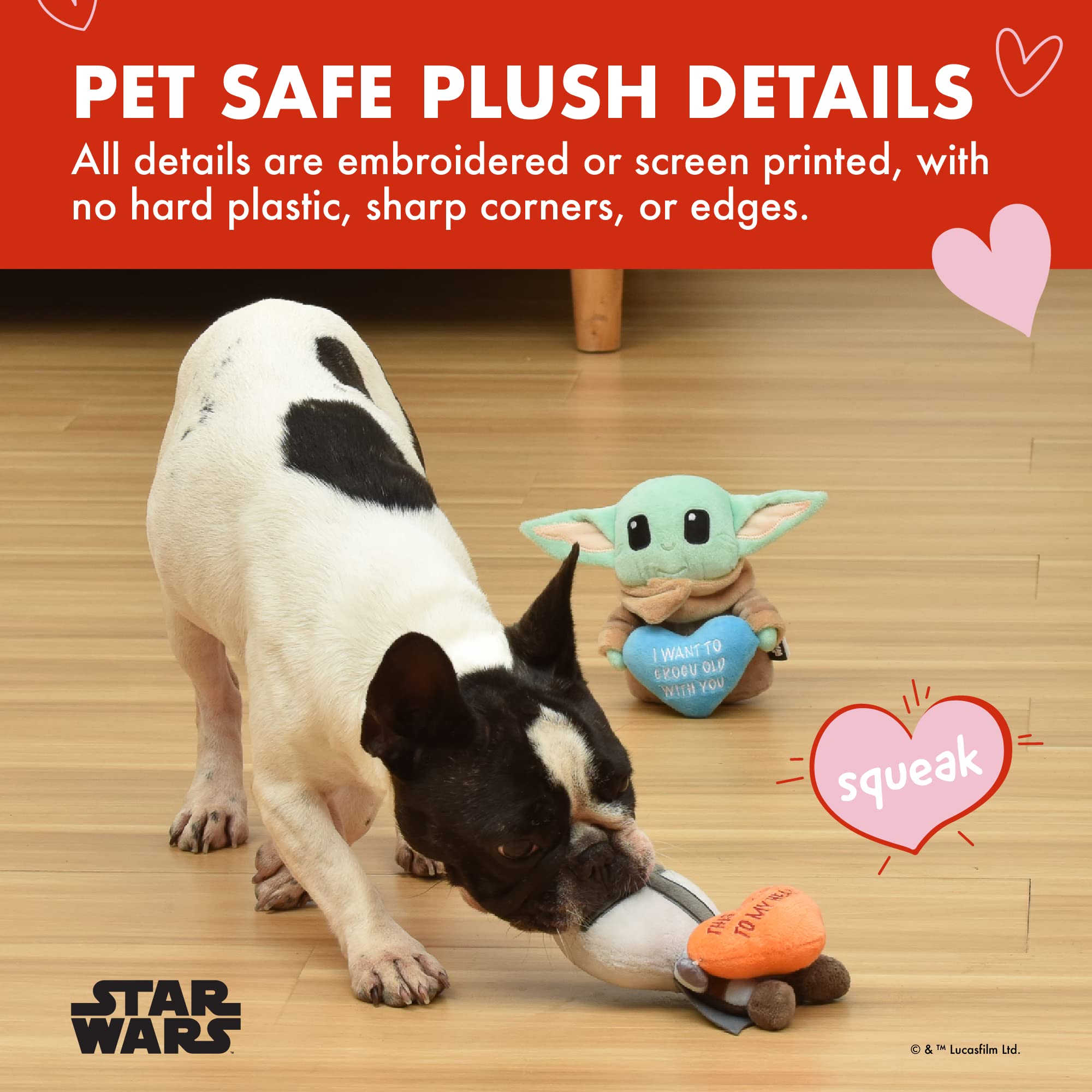 Star Wars Dog Toys Mandalorian 2Pc Plush Squeakers| 6” Mandalorian & Grogu Plush Squeakers Collection Pet Toys | Star Wars Toy For Dogs Baby Yoda & Mandalorian Stuffed Animal 6 Inch