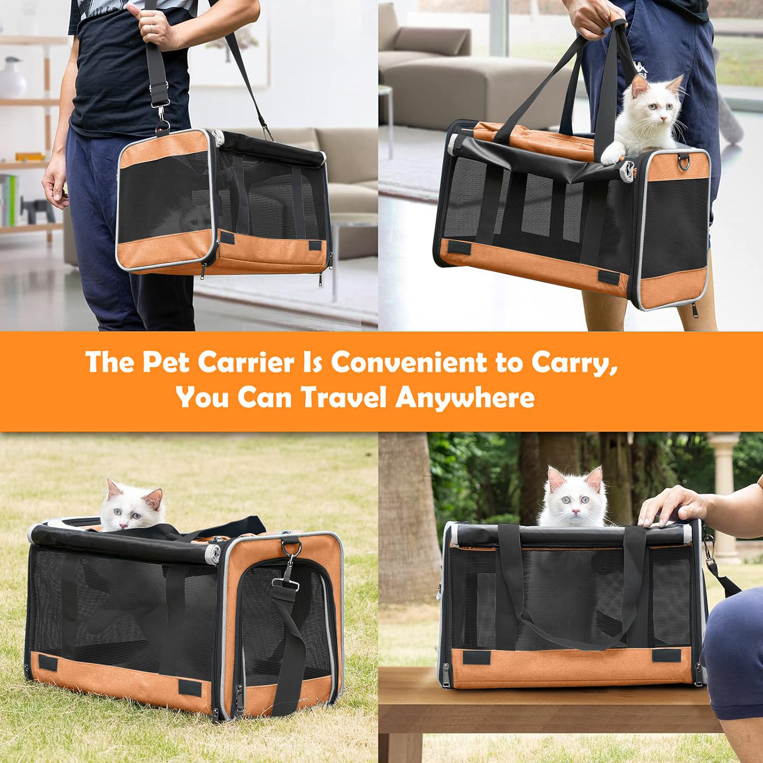 Gapzer Dog Carry Bag For Puppy Pet Soft-Shell Portable Kennel Crate For 0-15 Lbs Foldable Pomeranian Travel Cage Tea Cup Yorkie Carrier Purse Indoor Carrying Case Dog Supply Melon Tiny Dog Melon