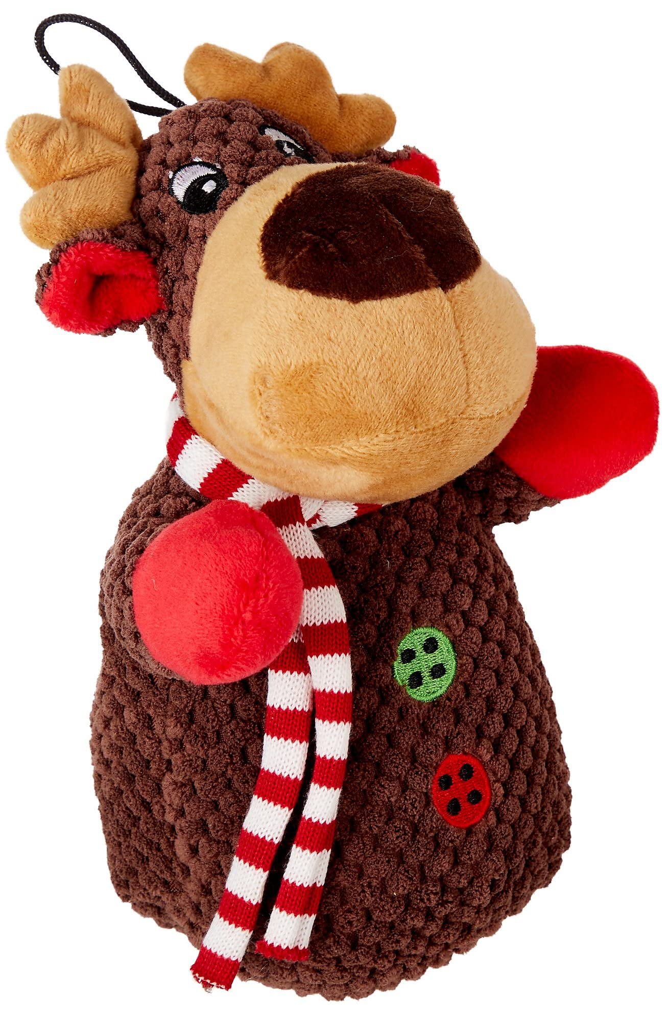 Petlou Holiday Squeak Corduroy Plush Dog Toys,8-Inch Chr Reindeer