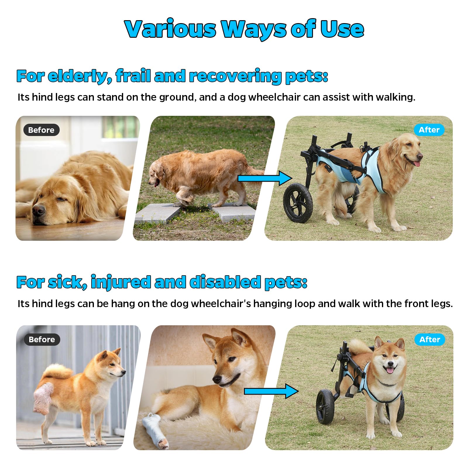 celestaura Dog Wheelchair for Back Legs, Dog Wheelchair Cart, Doggy/cat Wheelchairs with Disabled Hind Legs Walking, Mobility Ai