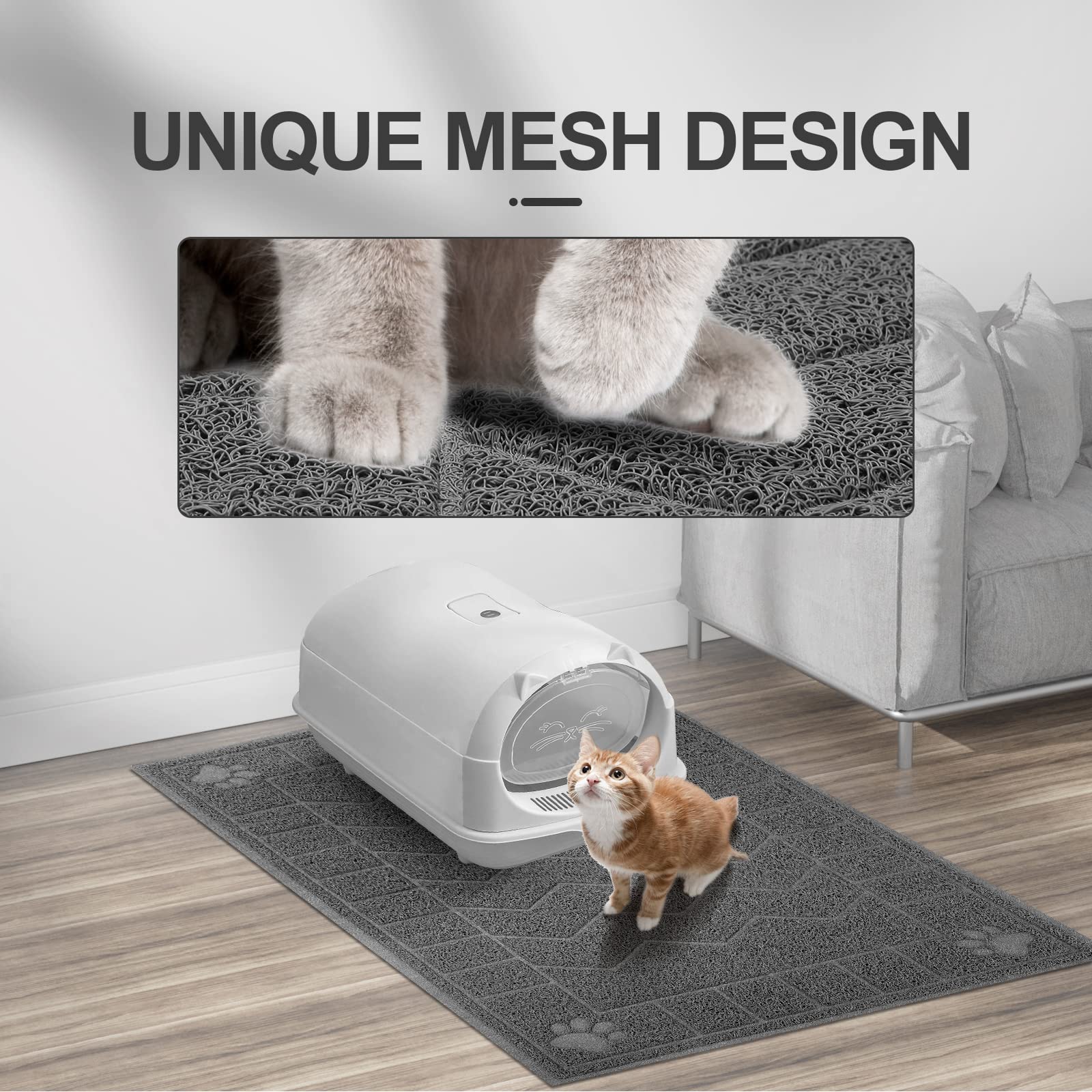 Motsamla Cat Litter Mat, Litter Trapping Mat Soft On Kitty Paws, 35' X 24' Kitten Litter Box Mat For Cleaner Floors, Waterproof, Easy Clean, Durable Large Size Cat Litter Pad For Kitten.