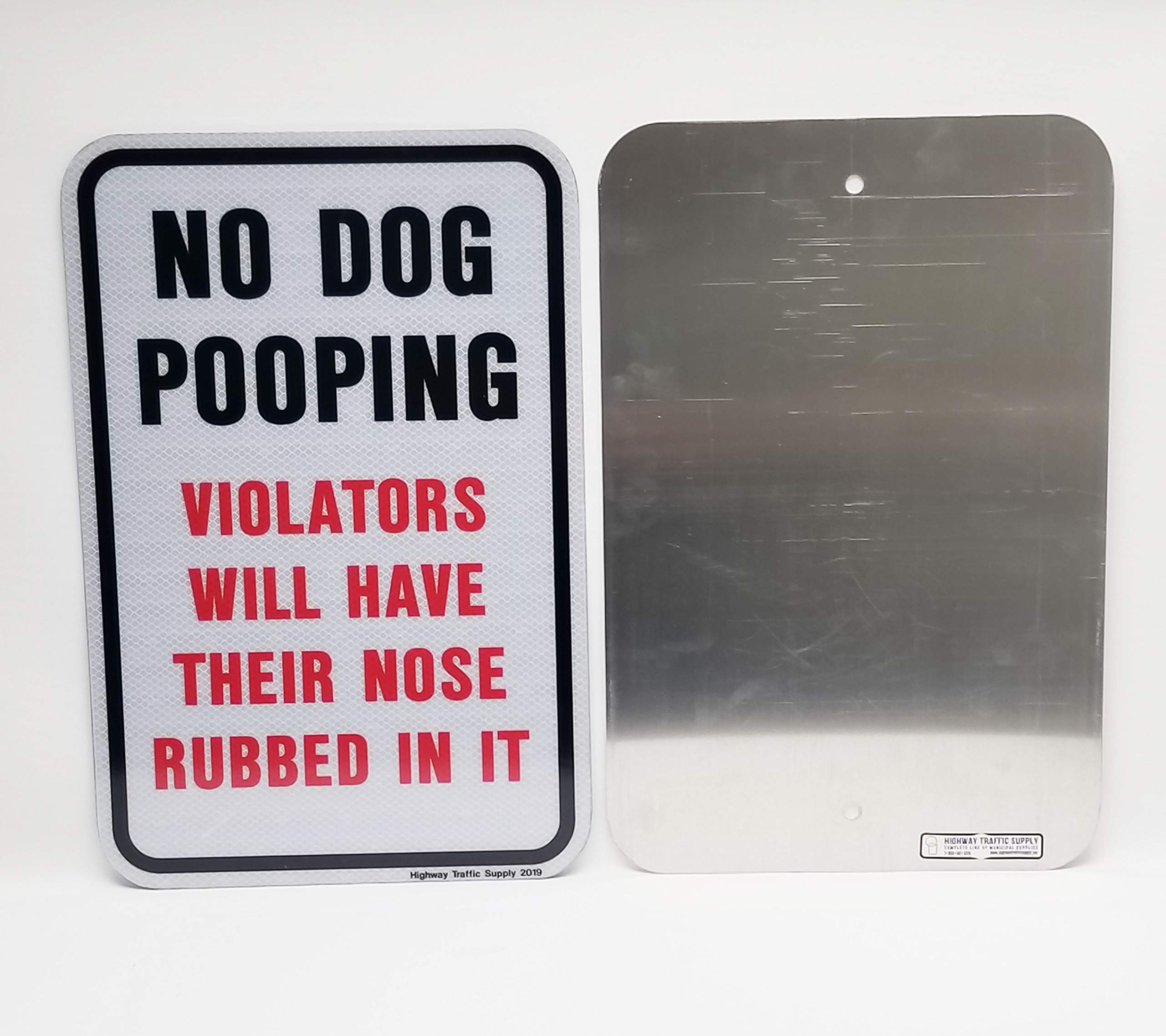 Dog Waste Deterrent Sign | Creates No Poop Zone | Weather Resistant | Aluminum & Reflective Materials | 12    X 18