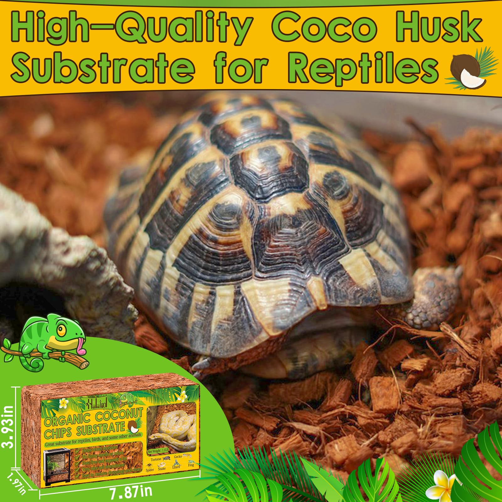 Halatool 6Pack Compressed Coconut Chips Brick Natural Coconut Husk For Reptiles Bedding Coco Coir Chips Terrarium Substrate For