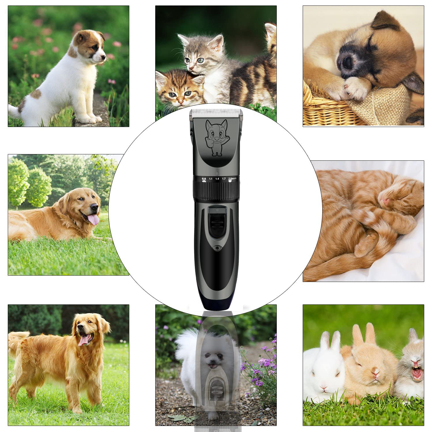 Dog Grooming Kit Clippers, Low Noise, Electric Quiet, Rechargeable, Cordless, Pet Hair Thick Coats Clippers Trimmers Set, Suitable For Dogs, Cats, And Other Pets(Grey)