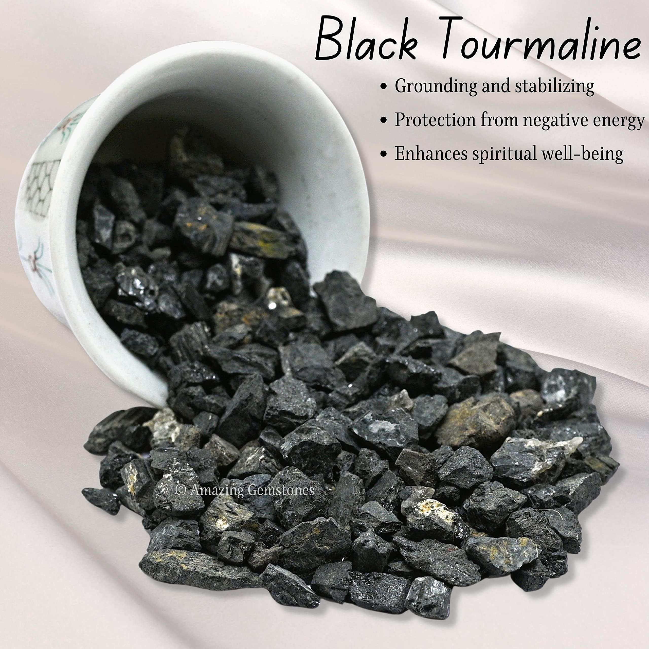 Black Tourmaline Crystal Chips Aquarium Gravel Rocks - Black Tourmaline Chips Bulk Fish Tank Gravel, Small Tumbled Stone Chips a