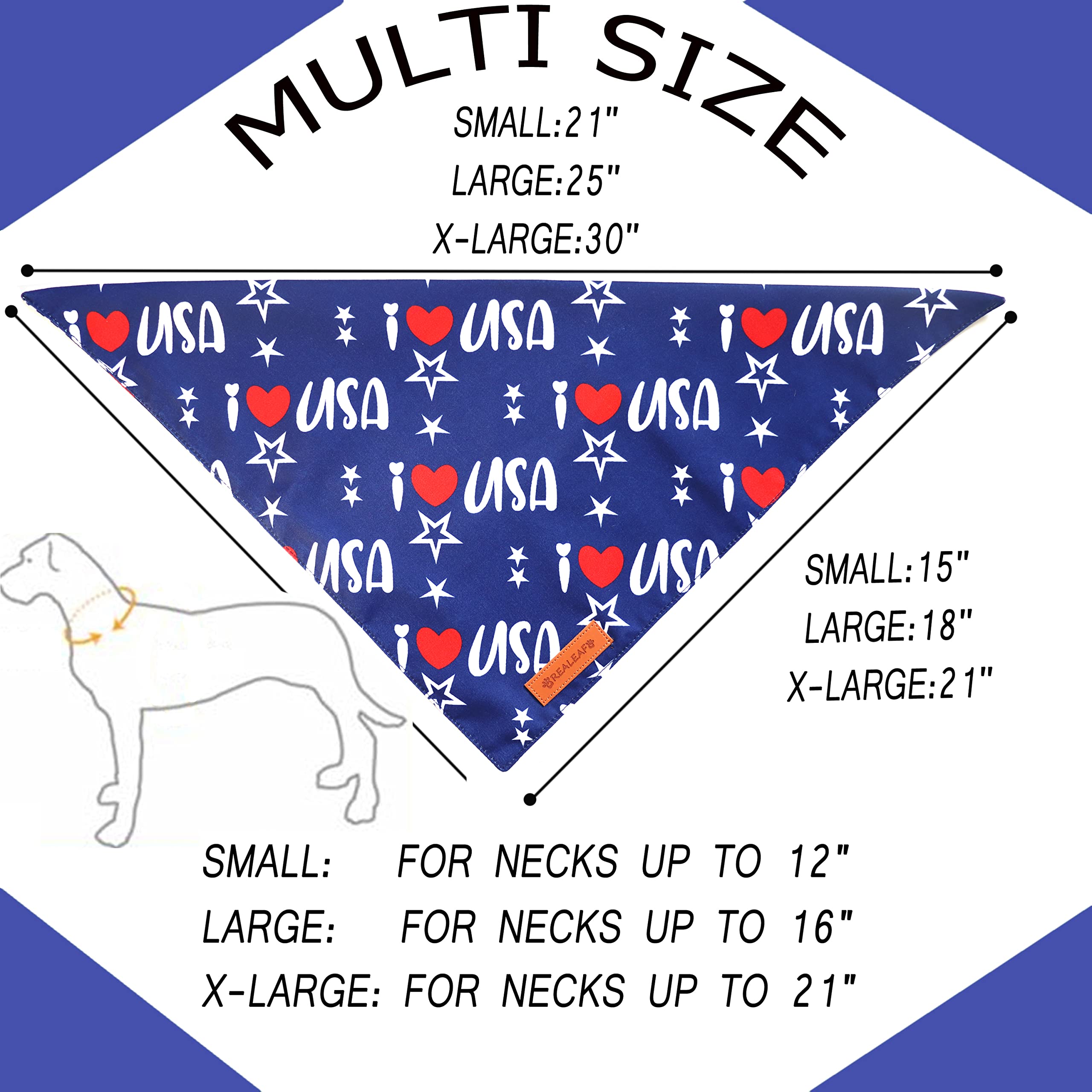 Realeaf 4Th Of July Dog Bandanas 2 Pack, Triangle Reversible American Flag Pet Patriotic Scarf For Boy And Girl, Premium Durable