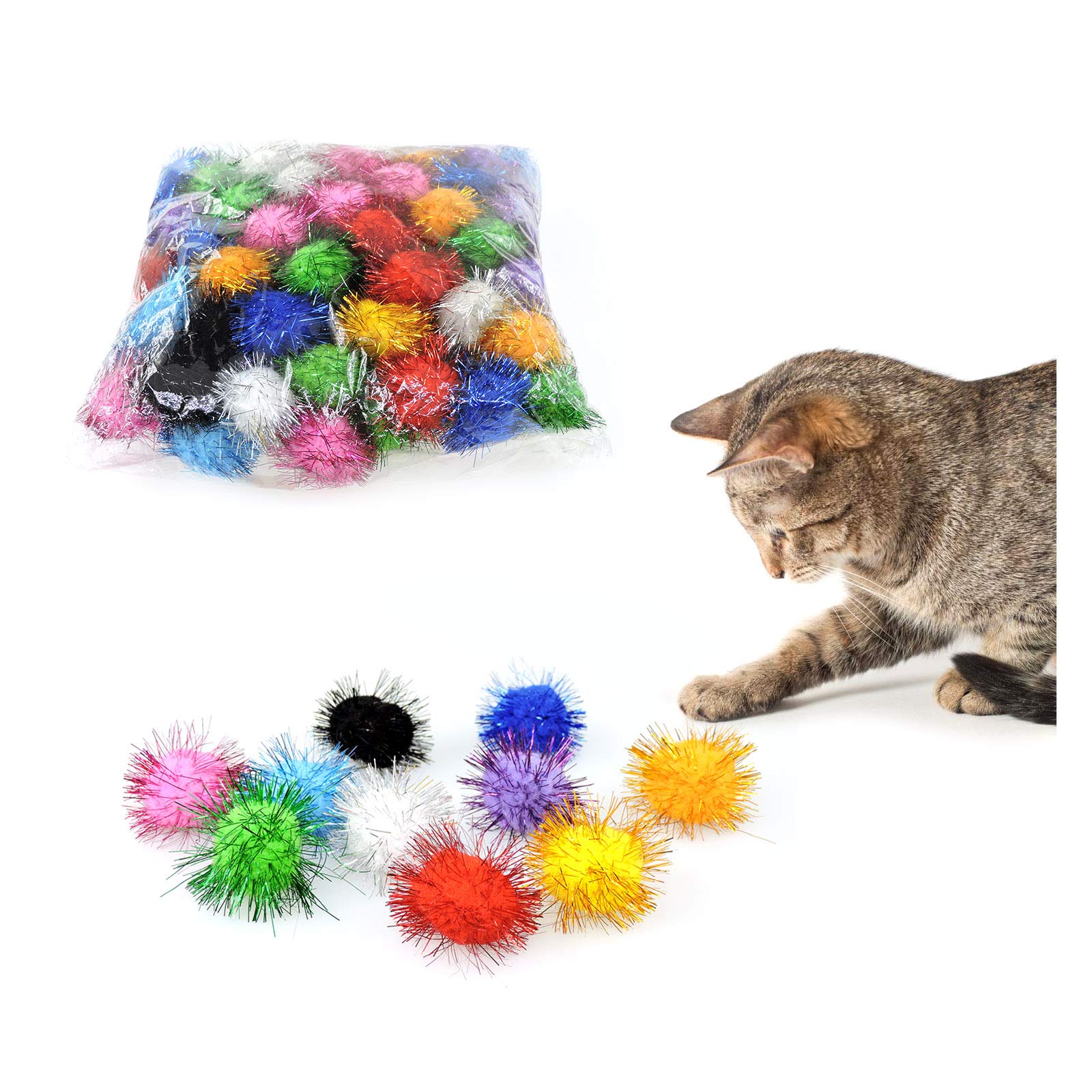 Andiker Cat Crinkle Balls, 2.36 Inches Colorful Cat Balls Chew And Chase Cat Mylar Crinkle Balls Lightweight Cat Toys For Indoor Cats To Keep Fit And Active (100Pc)
