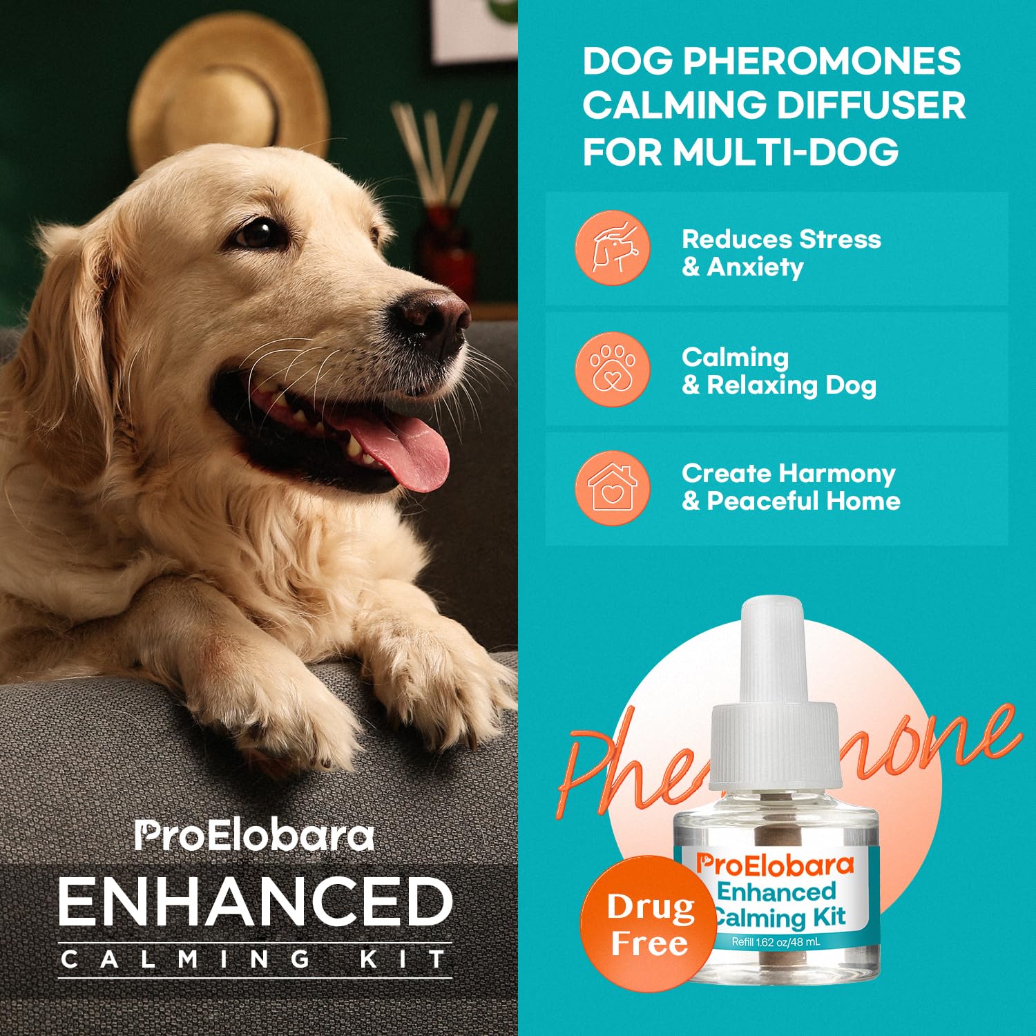ProElobara Dog Calming Pheromone Diffuser Refills: Dog Calming Pheromones Diffuser Refills - Reduces Stress & Anxiety Calming Ph