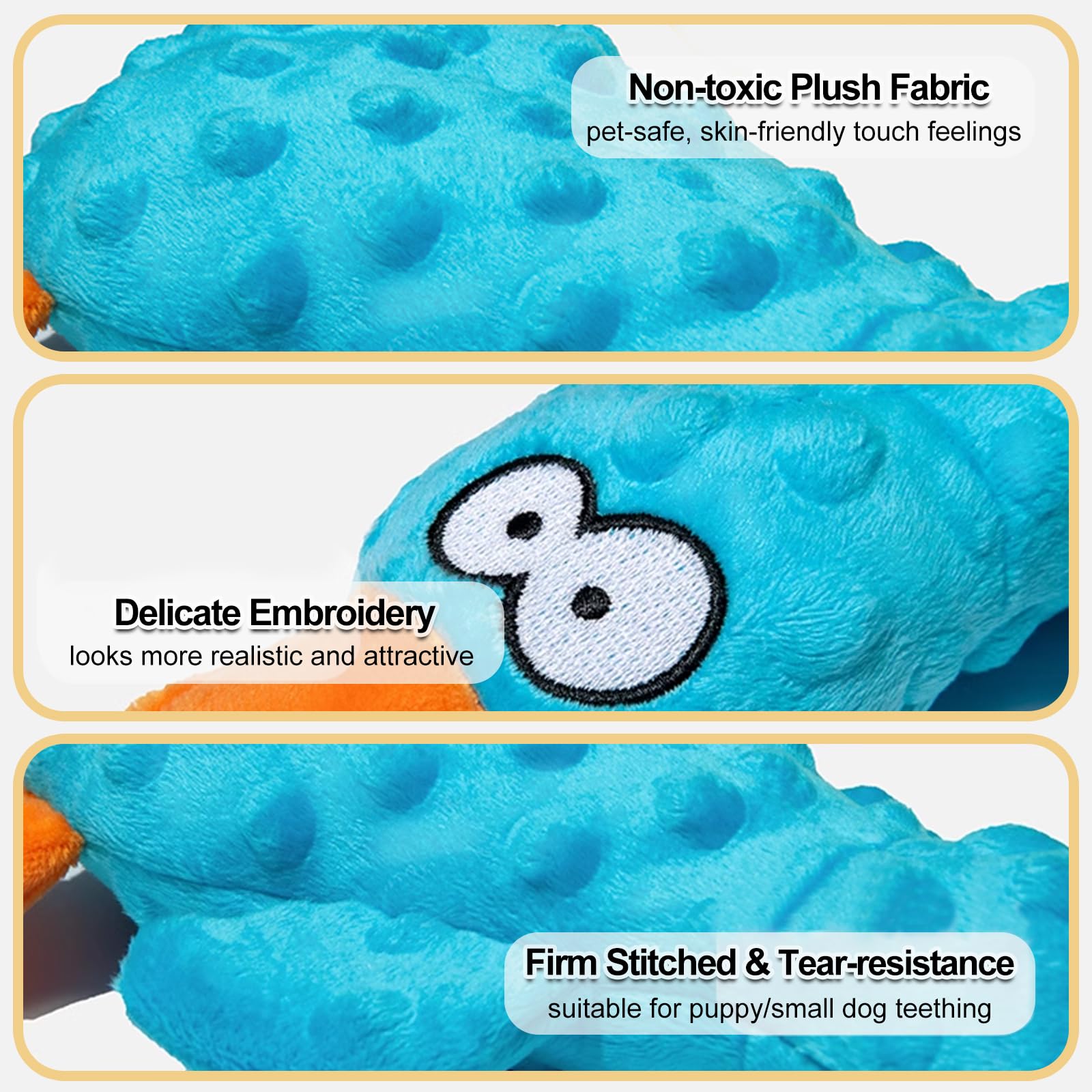Adpartner Squeaky Dog Toys, 2 Pack Dog Toy Duck Plush Crinkle Dog Toys For Small Medium Breeds, Interactive Pet Squeaky Toys Sof