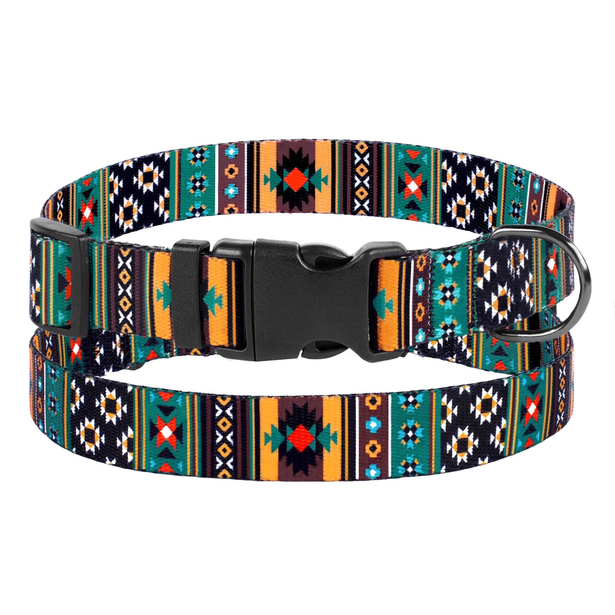 Southwest Dog Collar Tribal Pattern Adjustable Puppy Pet Collars For Small Medium Large Dogs Aztec Print (Tribal, Neck Fit 12'-16')