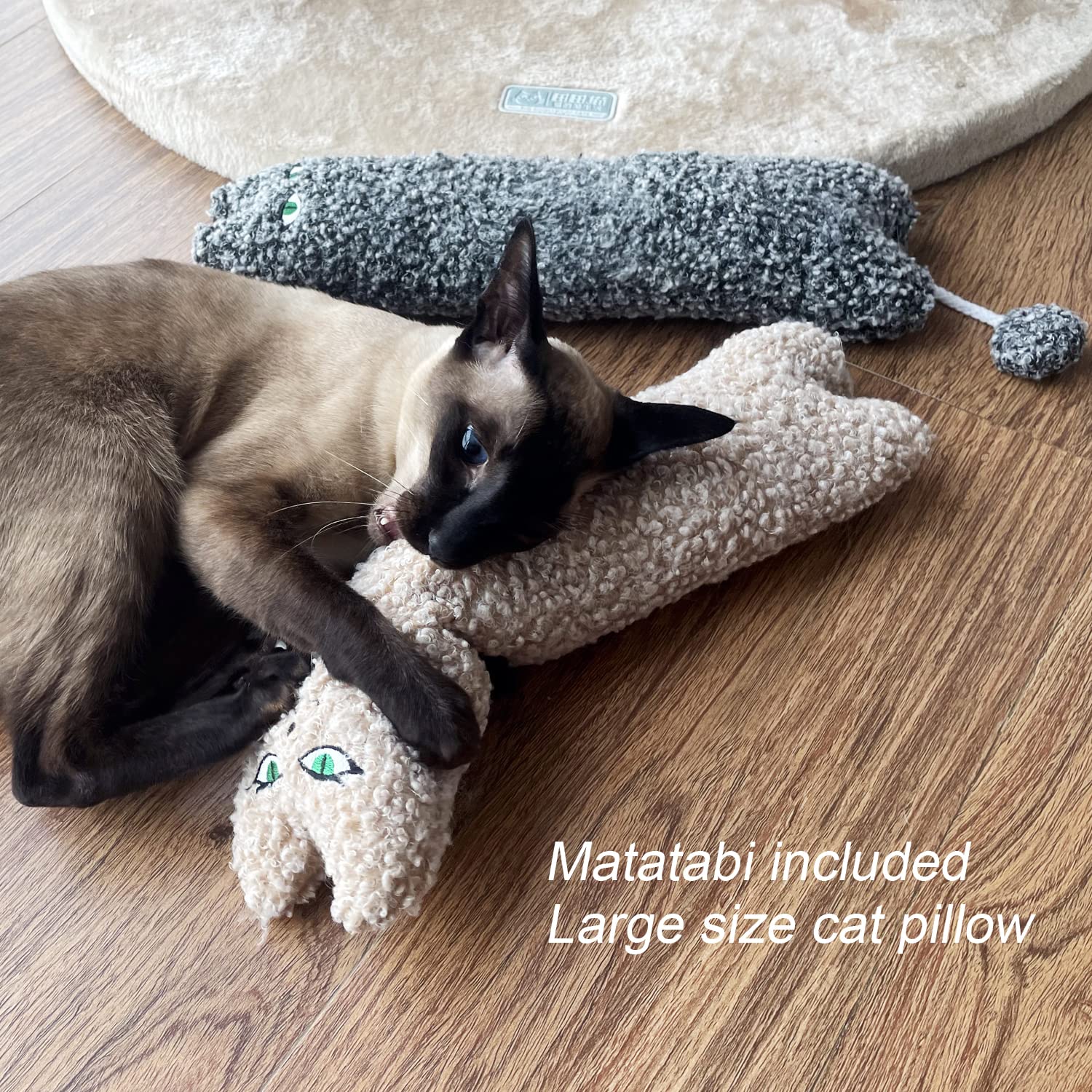 Ttcat Catnip Silvervine Matatabi Pillow For Cats & Kittens,Cat Kicker Toy,Large Size Cat Pillow Soothing Plush Cat Toy(Beige).