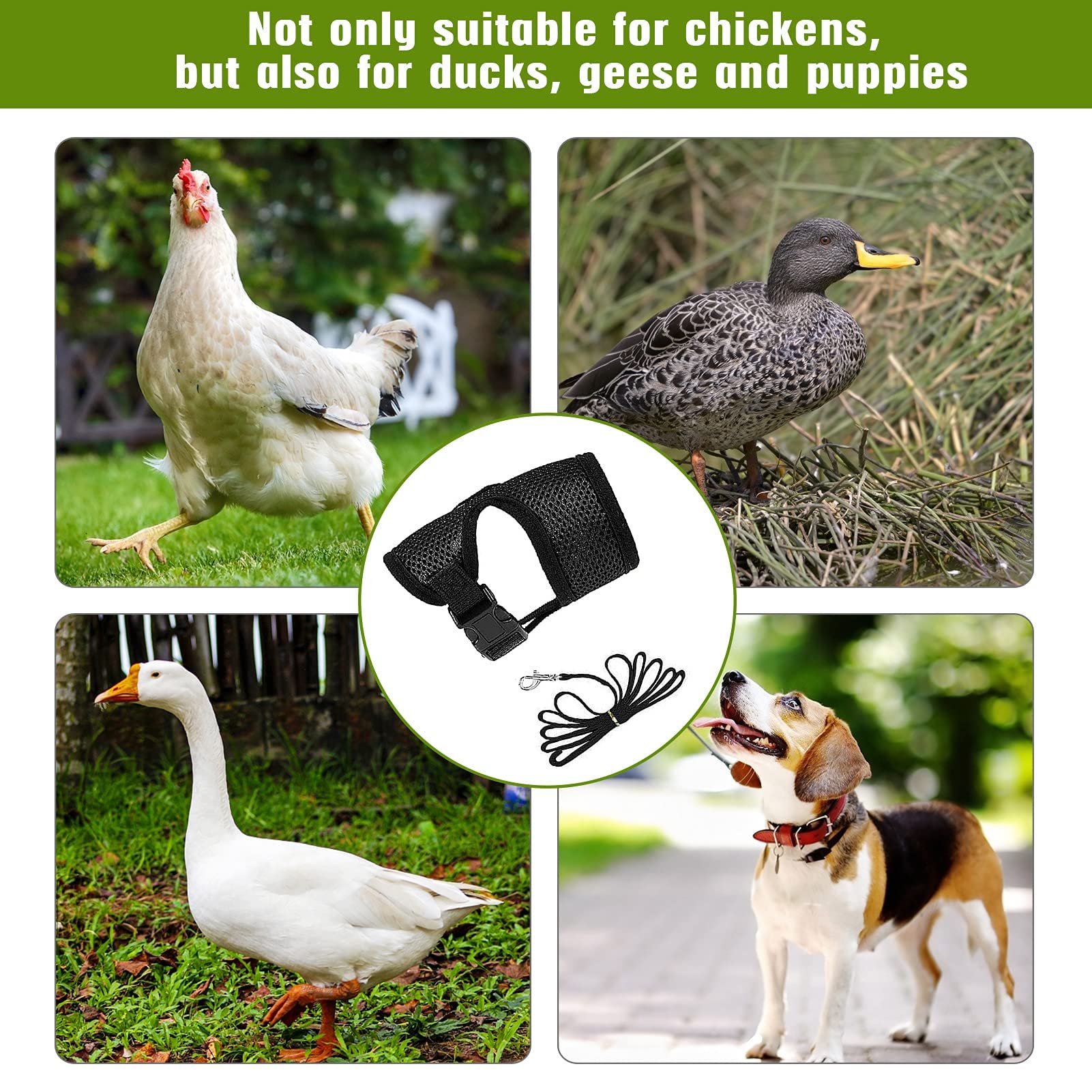 4 Pcs Adjustable Chicken Harness With Leash- 4 Styles Comfortable Hen Vest Breathable Mesh Training Harness And Leash For 2.5-3.6 Lb Duck Goose Hen Small Pets
