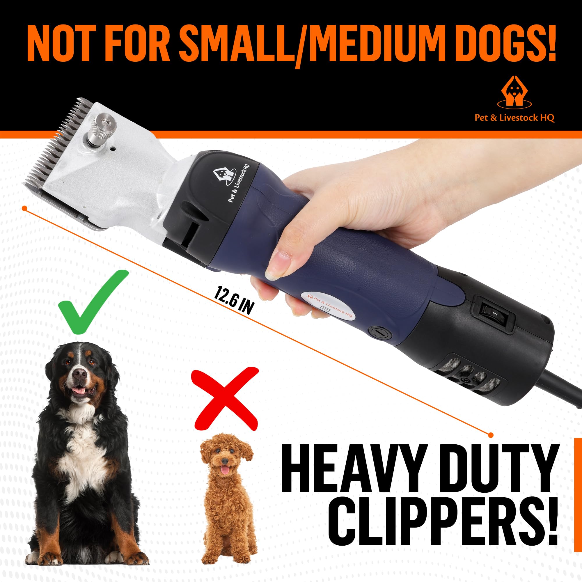 Professional Dog Grooming Clippers For Thick Coats - Shears Heavy Duty Hair Cutting Kit - Large Dog Shaver Set - Pet Trimmer For