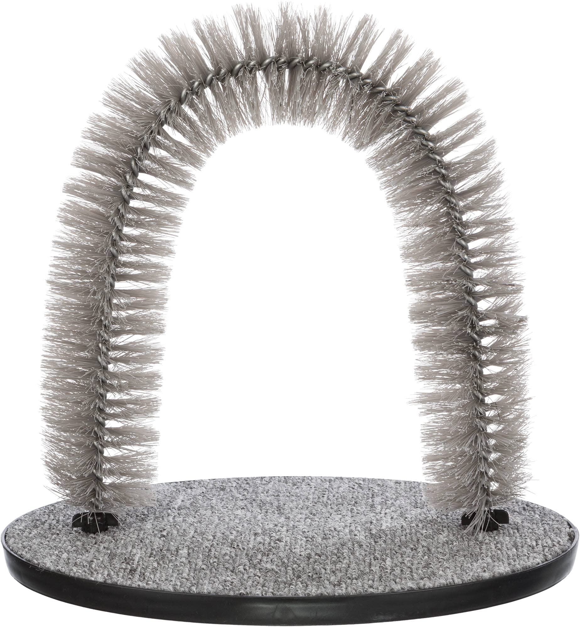 Trixie Cat Massager and Self Grooming Arch, Bristle Ring Brush, Carpet Base Scratcher, Cat Self Groomer, Gray, Small