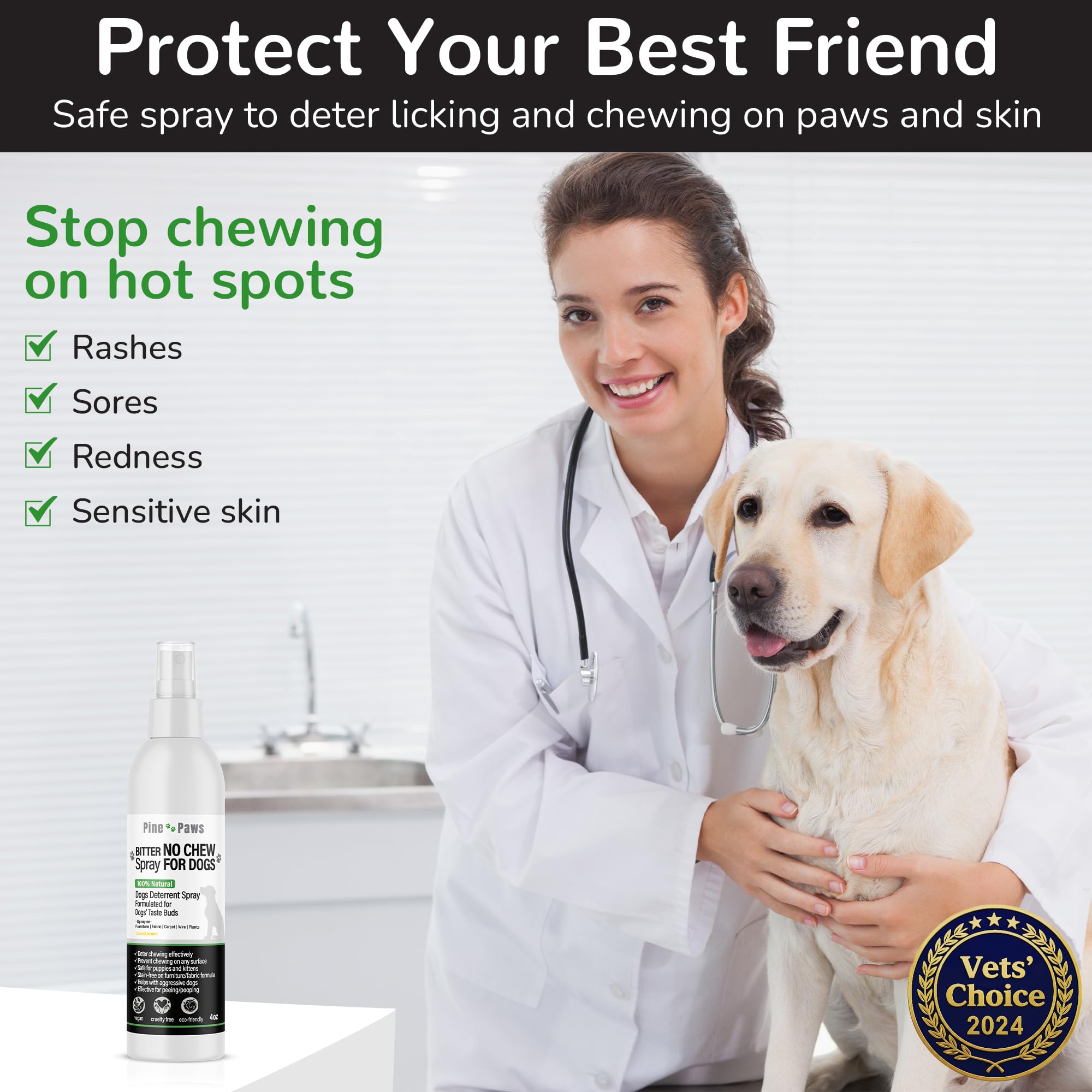 Bitter Apple No Chew Spray For Dogs - 100% Natural Dog Deterrent Spray For Hot Spots And Home - Deter Chewing On Any Surface - S