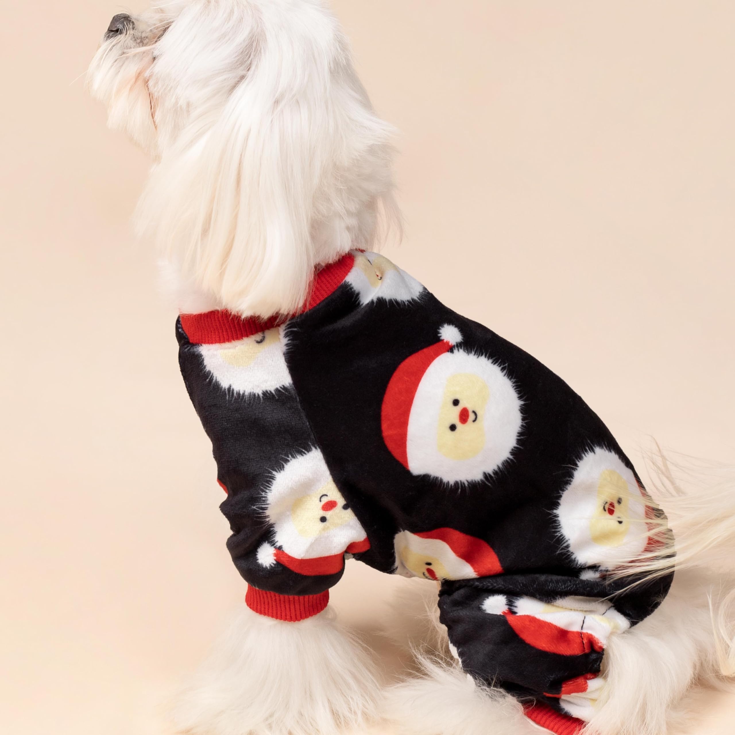 Fitwarm Santa Claus Dog Christmas Pajamas, Winter Doggy Clothes For Small Dogs Boy Girl, Fleece Dog Jammies With Feet, Holiday P