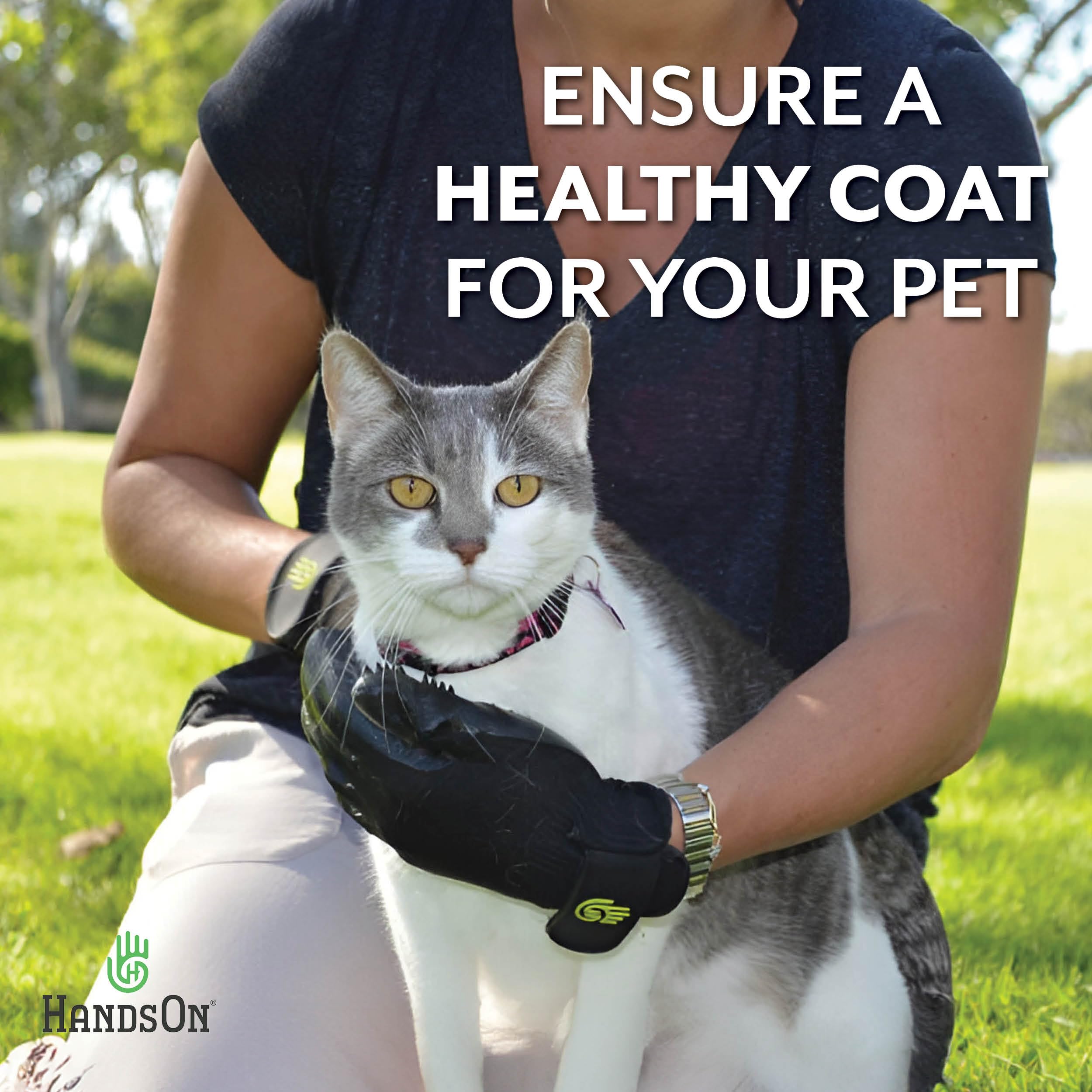 Handson Pet Grooming Gloves - Patented #1 Ranked, Award Winning Shedding, Bathing, Hair Remover Gloves - Gentle Brush for Cats,