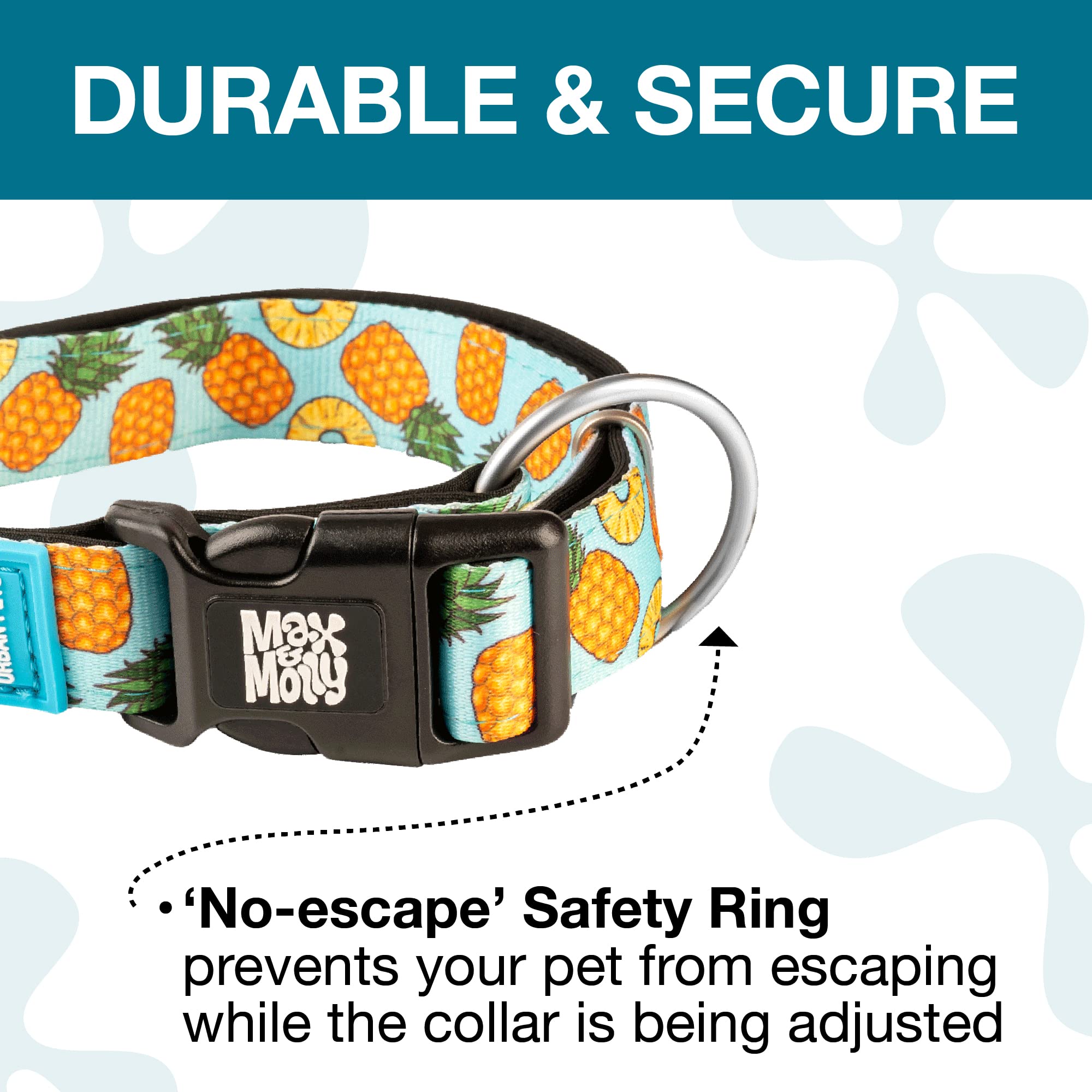 Max & Molly Urban Pets Fashion Smart ID Dog Collar, Anti-Fade, Adjustable Sizing w/Pet Profile Smart ID QR-Tag, Waterproof & Mac
