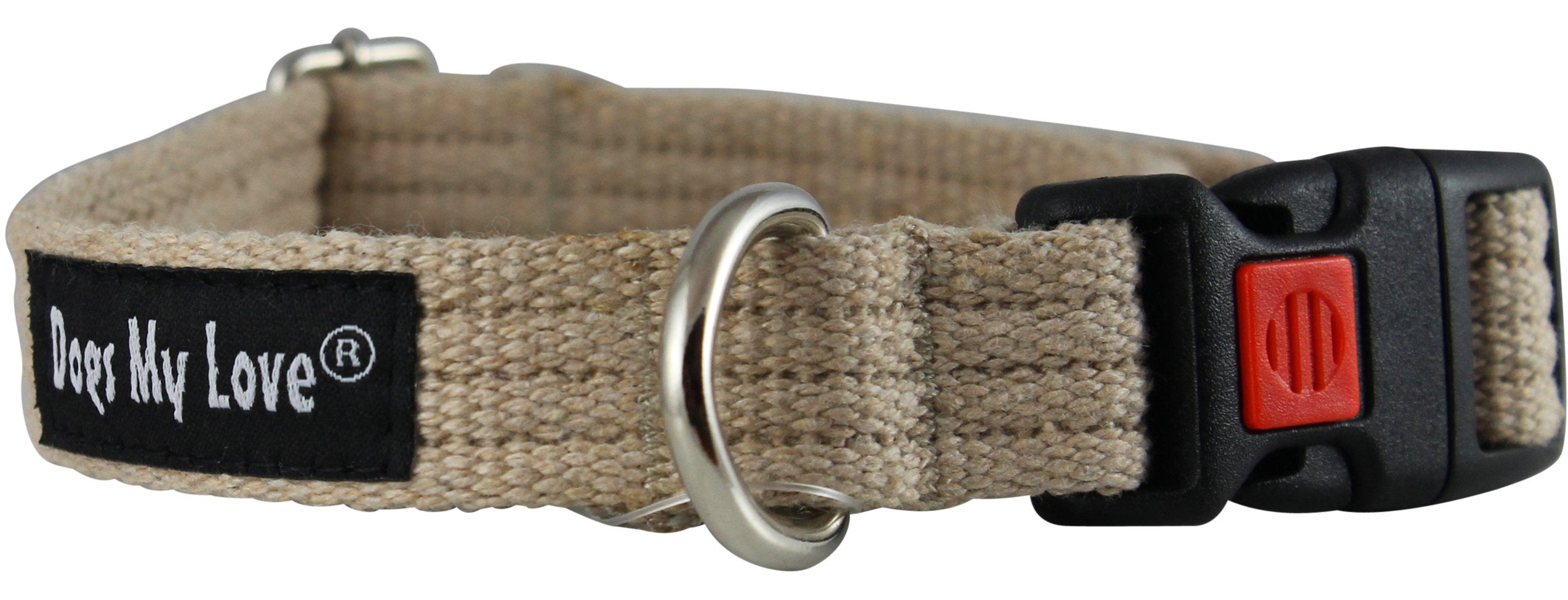 Cotton Web Adjustable Dog Collar With Locking Device 4 Sizes Beige (Medium: Neck: 14''-19''; Width: 3/4'')