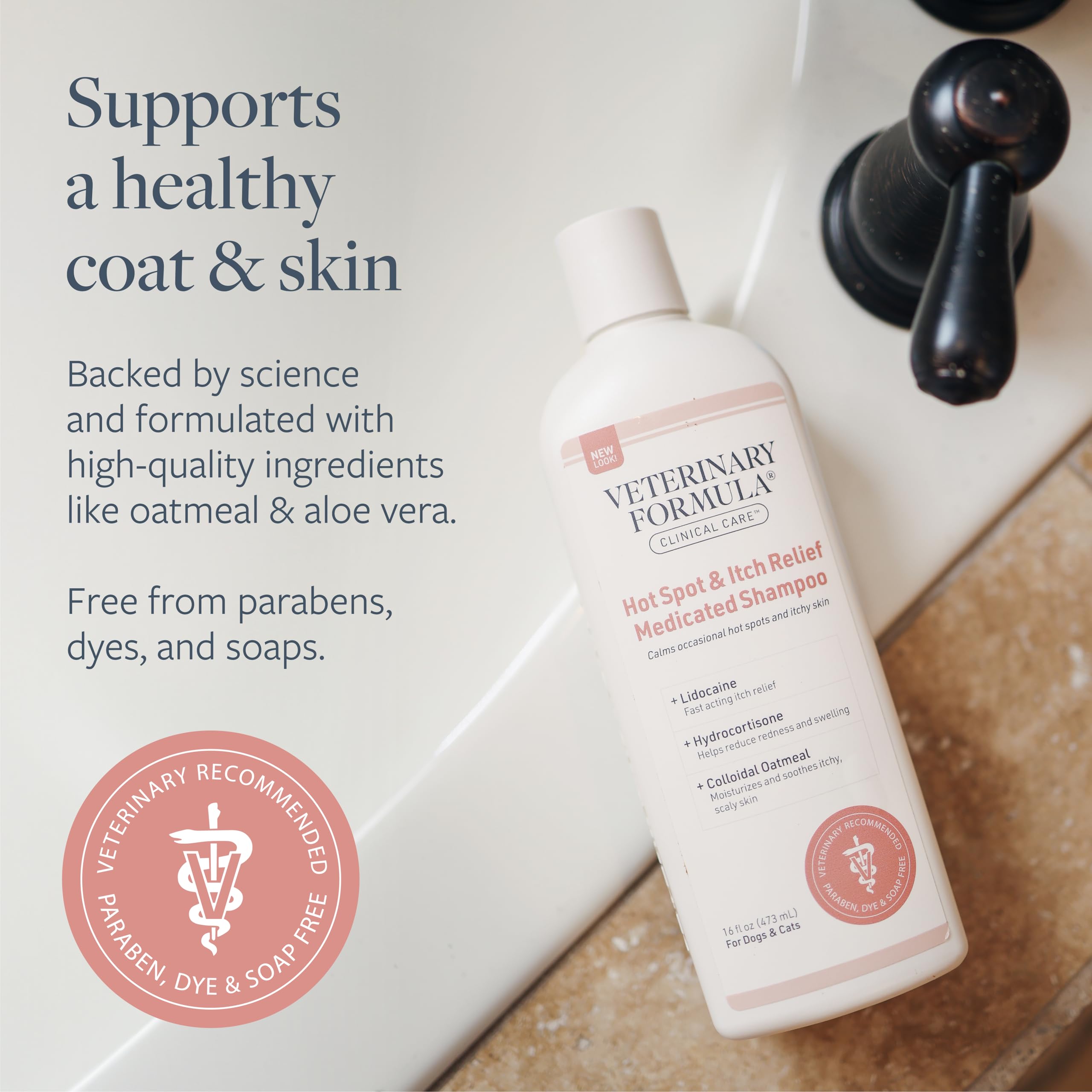 Veterinary Formula Medicated Shampoo for Dogs & Cats - Hot Spot & Itch Relief, 16 Fl Oz (Pack of 2)