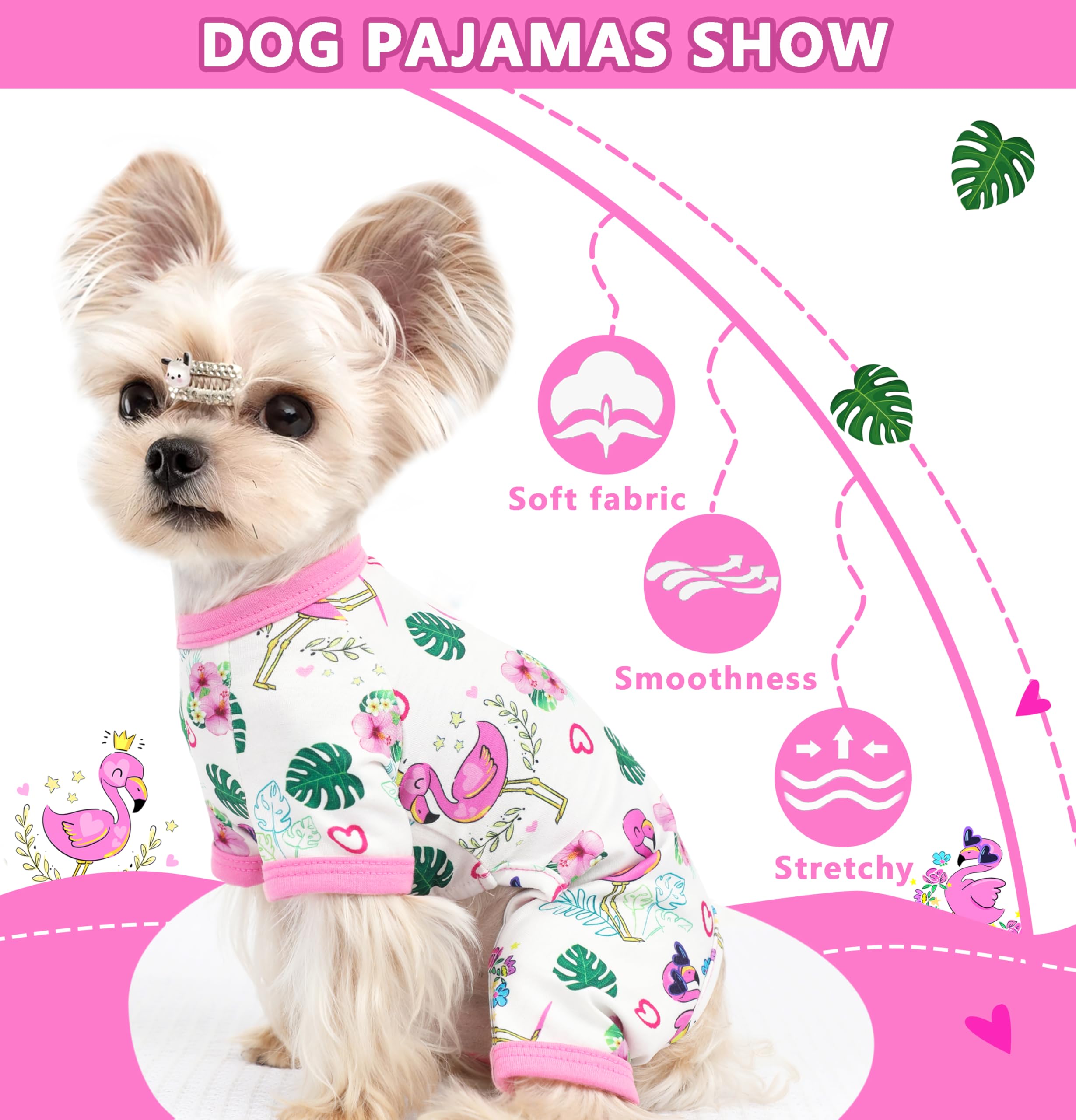Summer Dog Pajamas Cute Dog Clothes For Chiahuahua Girl Puppy Pajamas Strenchy Doggie Onesie Pet Clothes With Four Legs Doggy Ou