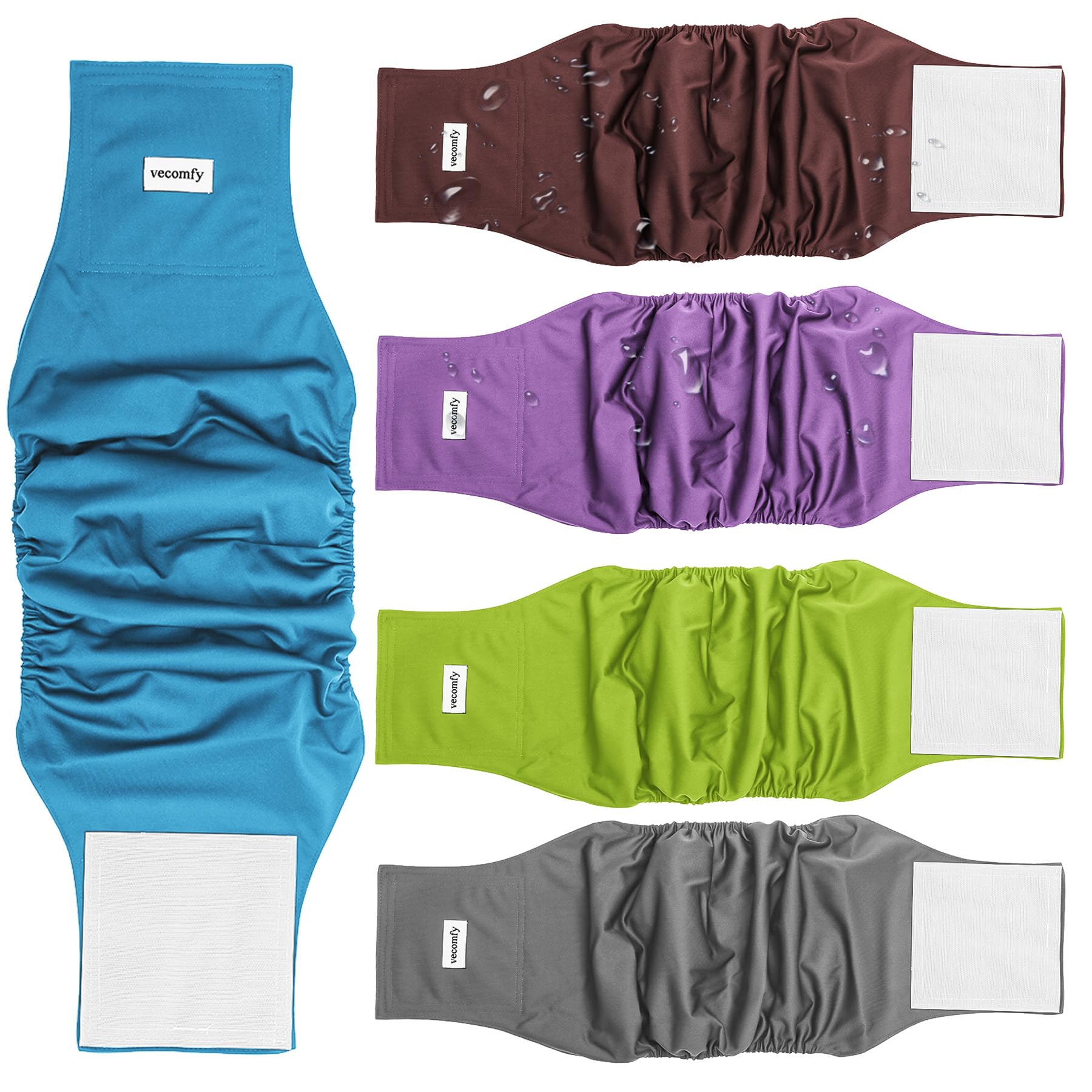 Vecomfy Dog Belly Bands for Male Dogs Diapers(5 Pack),Premium Washable Reusable Small Dog Belly Wrap Leakproof Puppy Diapers,S