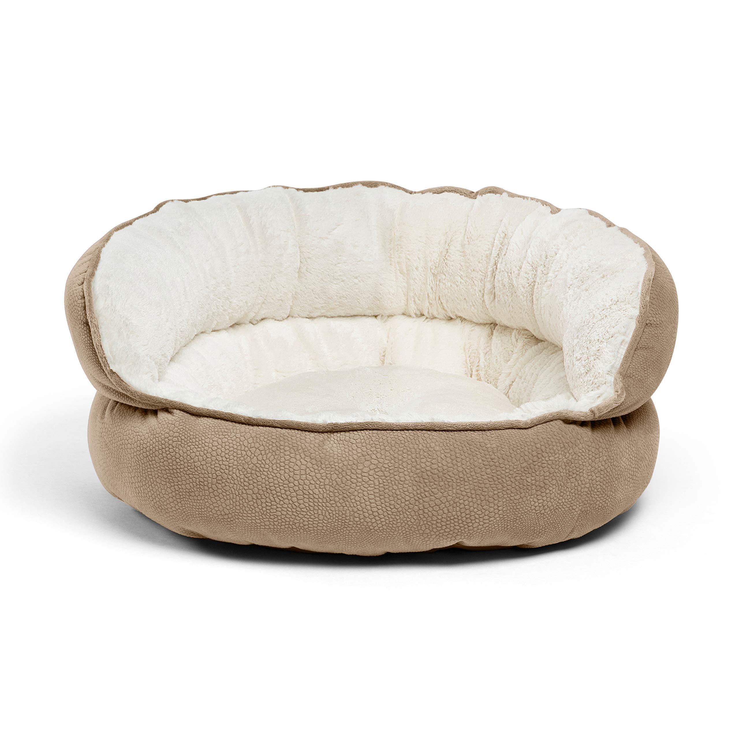 Best Friends By Sheri Pet Throne High Bolster Orthopedic Relief Cat And Dog Bed, Wheat, Mini