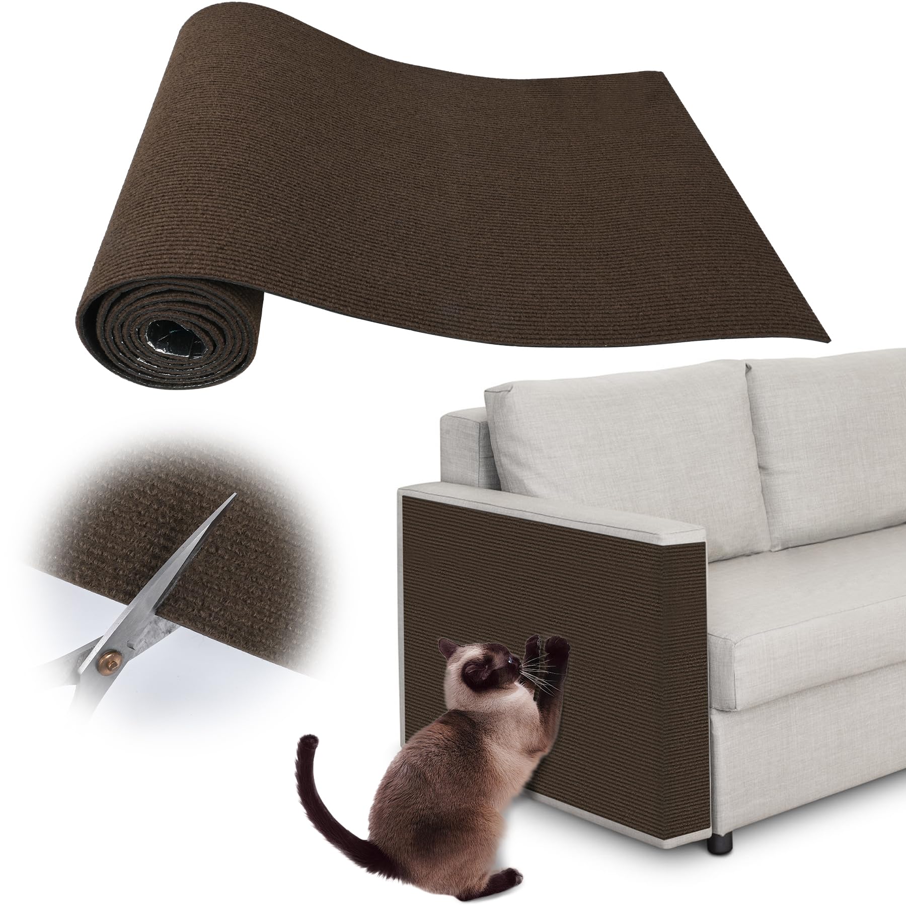 Inchoco Cat Scratch Protectors For Furniture - 40'' X 15.8'' Trimmable Self-Adhesive Cats Claws Scratch Pads, Cat Climbing Couch