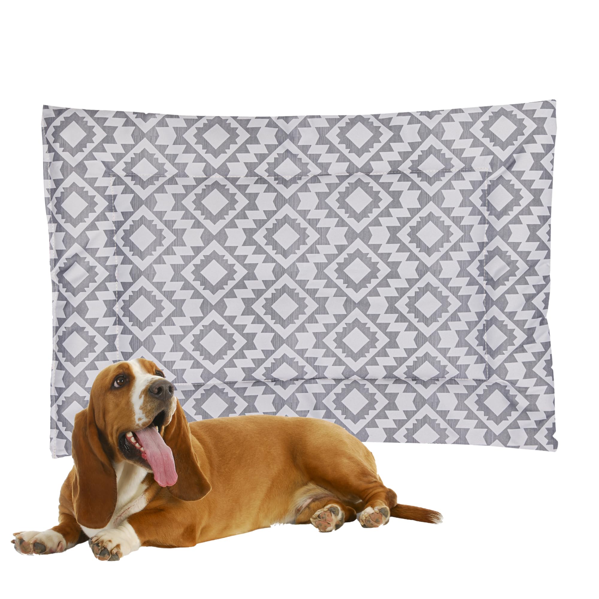 Downtown Pet Supply Dog Crate Pad, 29 X 20 Boho, Waterproof Ripstop Nylon Fabric, Chew Proof, Machine Washable, Medium Padded