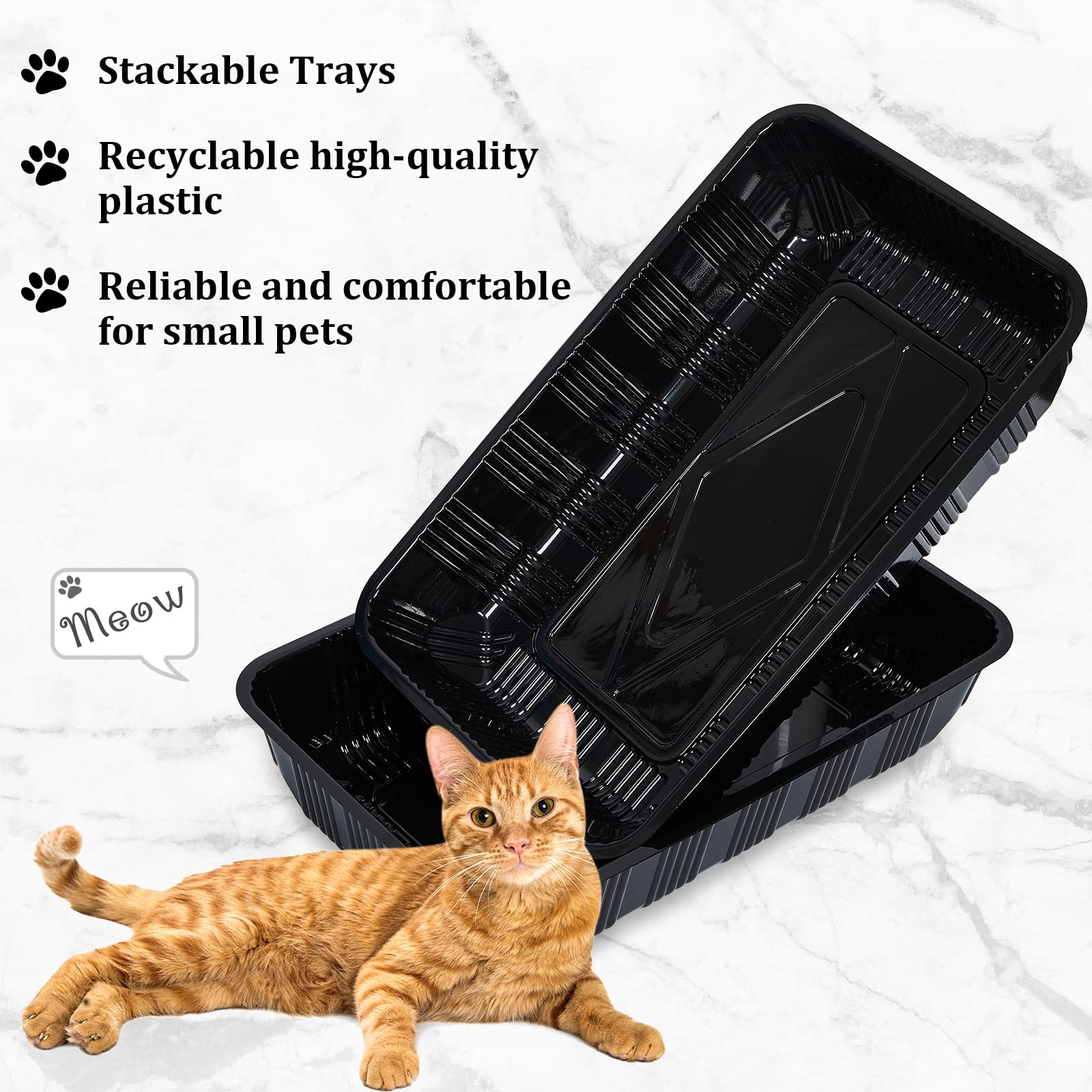 Tessco For You 60 Pack Cat Disposable Litter Boxes Plastic Kitty Litter Trays Recyclable Pans For Pet Travel, 16.7 X 10.5 X 3.4