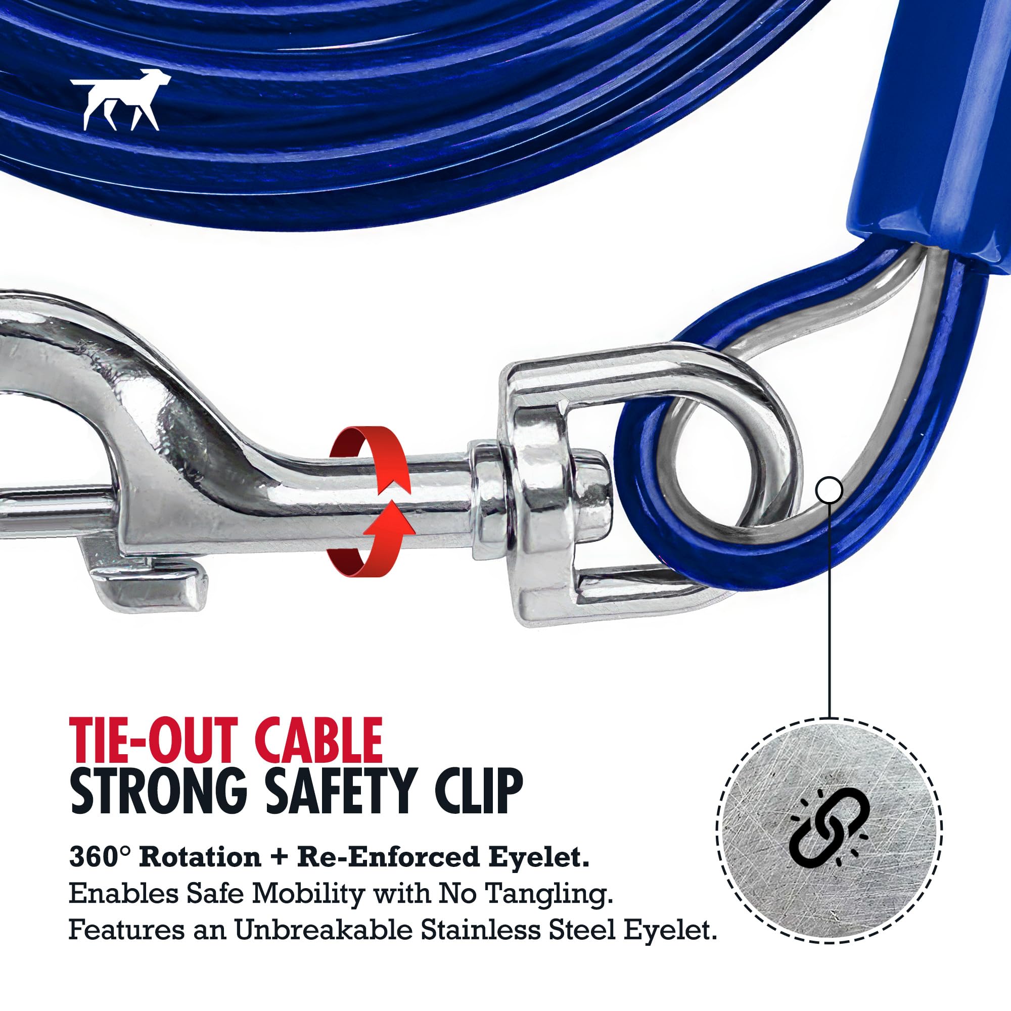 Tuff Pupper Dog Tie Out Cable 15 Feet | Dog Runner Cable For Yard 15 Ft | Heavy Duty Lead | Water & Rust Resistant Industrial St