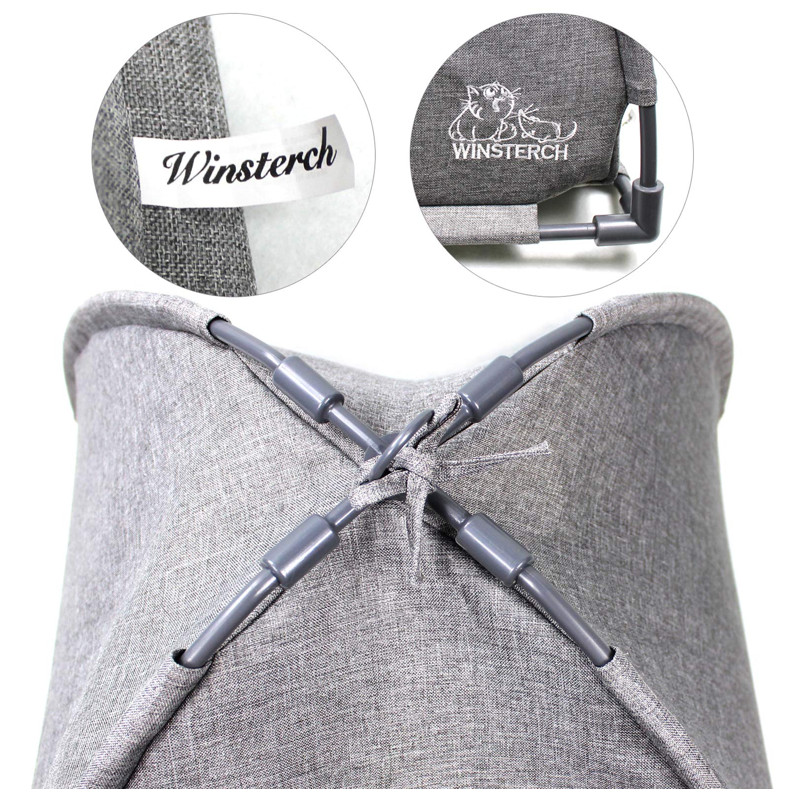 Winsterch Cat Bed For Indoor Cats,Kitten Bed,Cat Cave Bed,Warm Enclosed Covered Cat Tent,Outdoor Cave Bed House For Cats,Puppy Or Small Pets (18.5'' X 18.5'' X 15.8'', Grey)