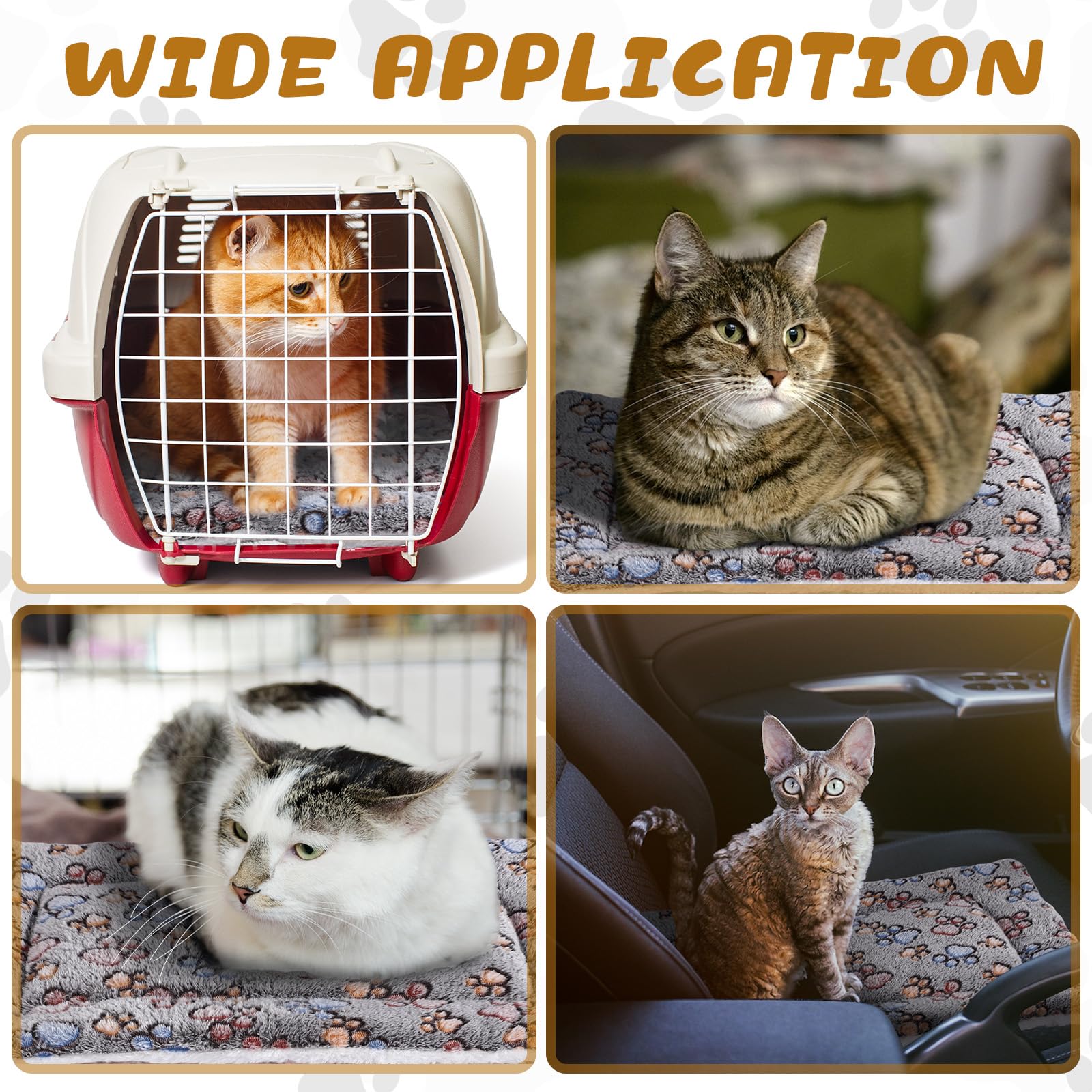 Tuanse 4 Pack Ultra Soft Dog Cat Bed Mat with Cute Prints Reversible Fleece Dog Crate Kennel Pad Cozy Washable Thickened Hamster