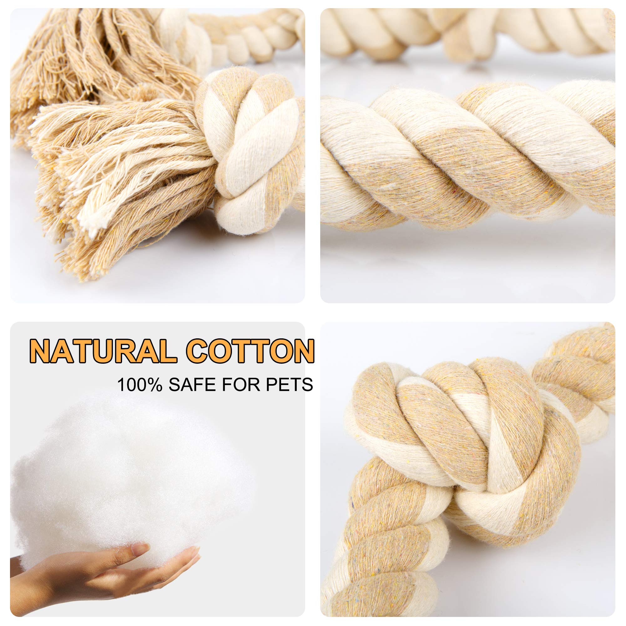 Fida Dog Rope Toys For Large/Medium Aggressive Chewers, Tough Rope Chew Toy, 3 Feet 5 Knots Indestructible Natural Cotton, Tug O