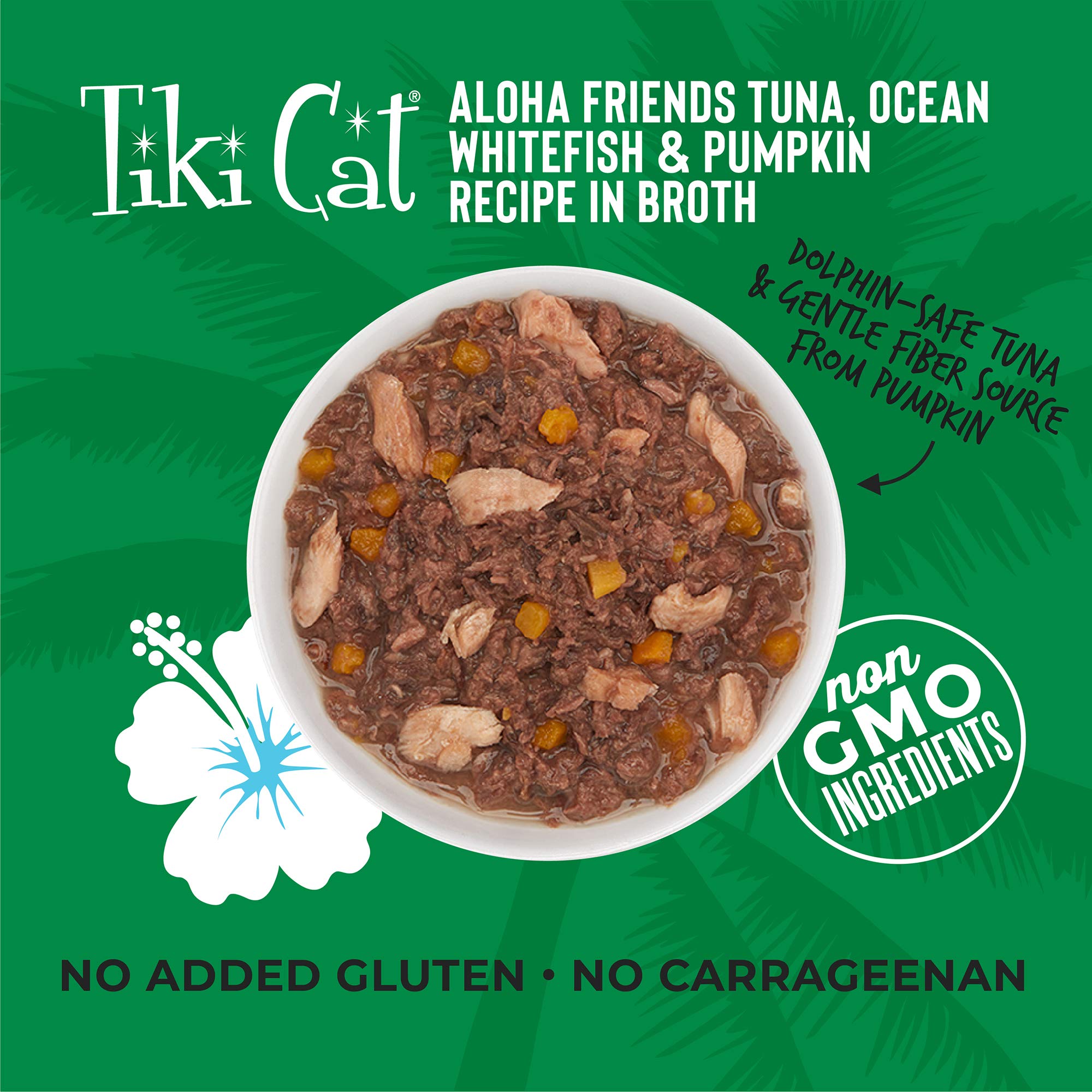 Tiki Cat Aloha Friends, Tuna, Ocean Whitefish & Pumpkin, Grain-Free & High Moisture, Wet Cat Food for All Life Stages 3 oz. Can