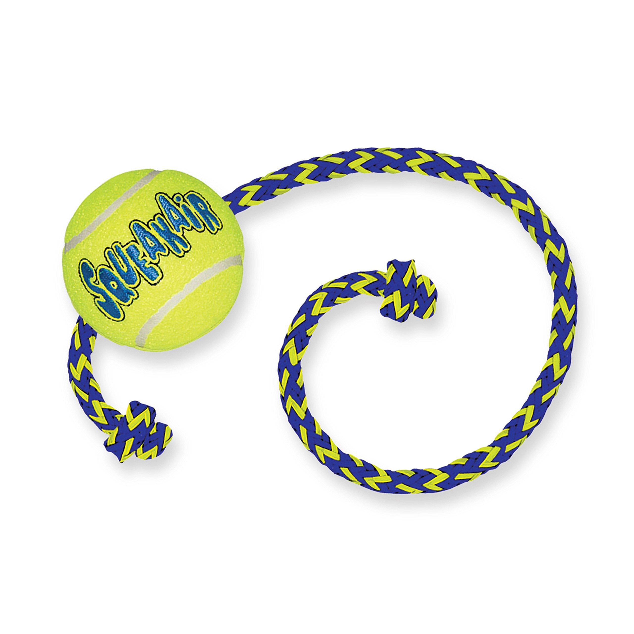 Kong Airdog Squeakair Ball With Rope Dog Toy, Medium