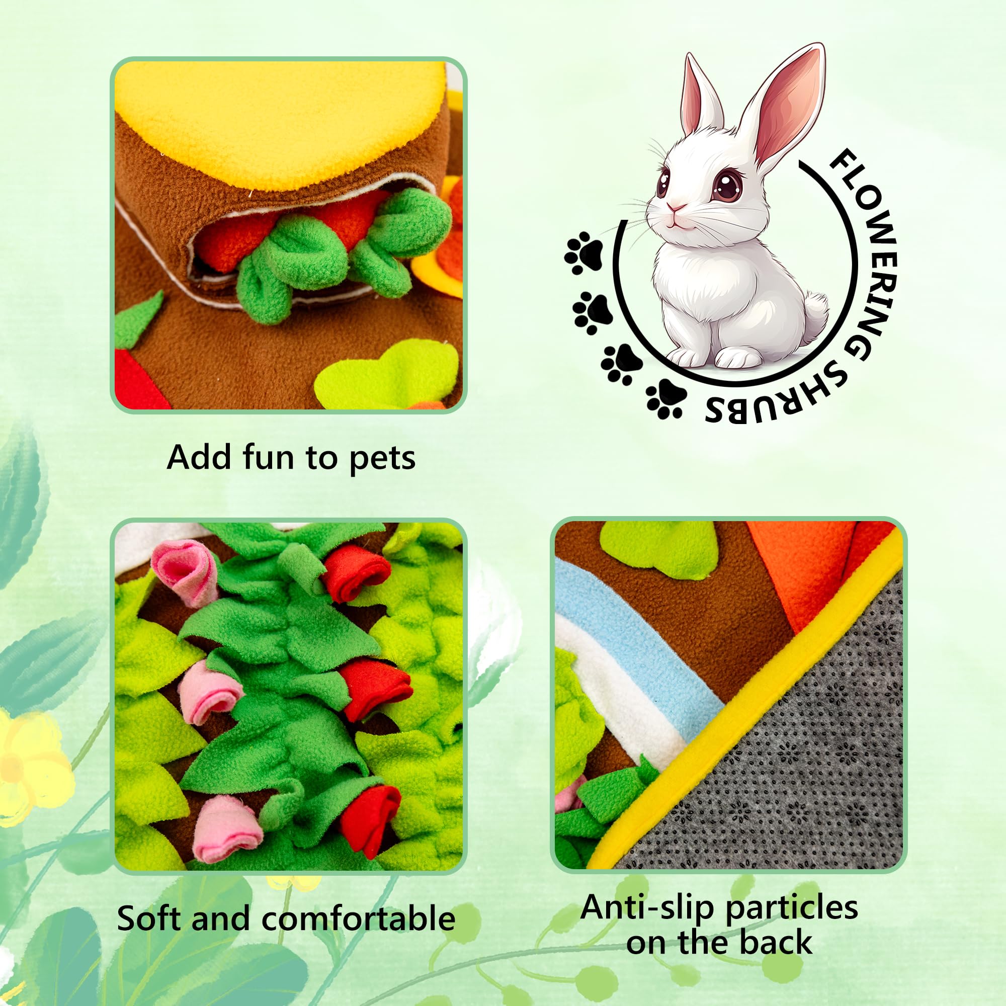 MHTTEC River Rabbit Hay Feeder, Snuffle mat for Dogs Small, Washable Bunny Hay Feeder Treat Dispenser Foraging Toys for Rabbits